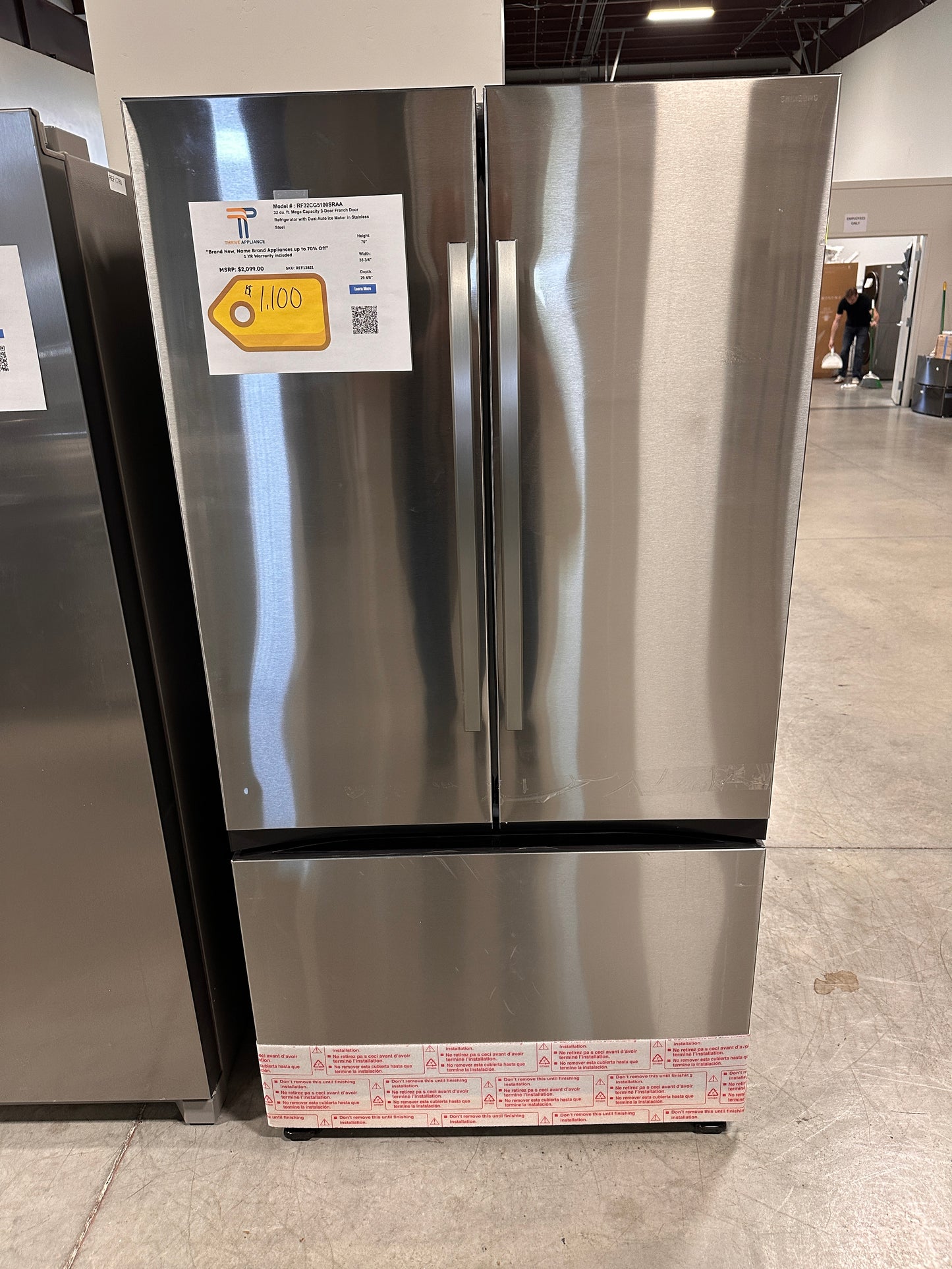 NEW! Samsung 32 cu ft Mega Capacity French Door Refrigerator MODEL: RF32CG5100SRAA REF13821