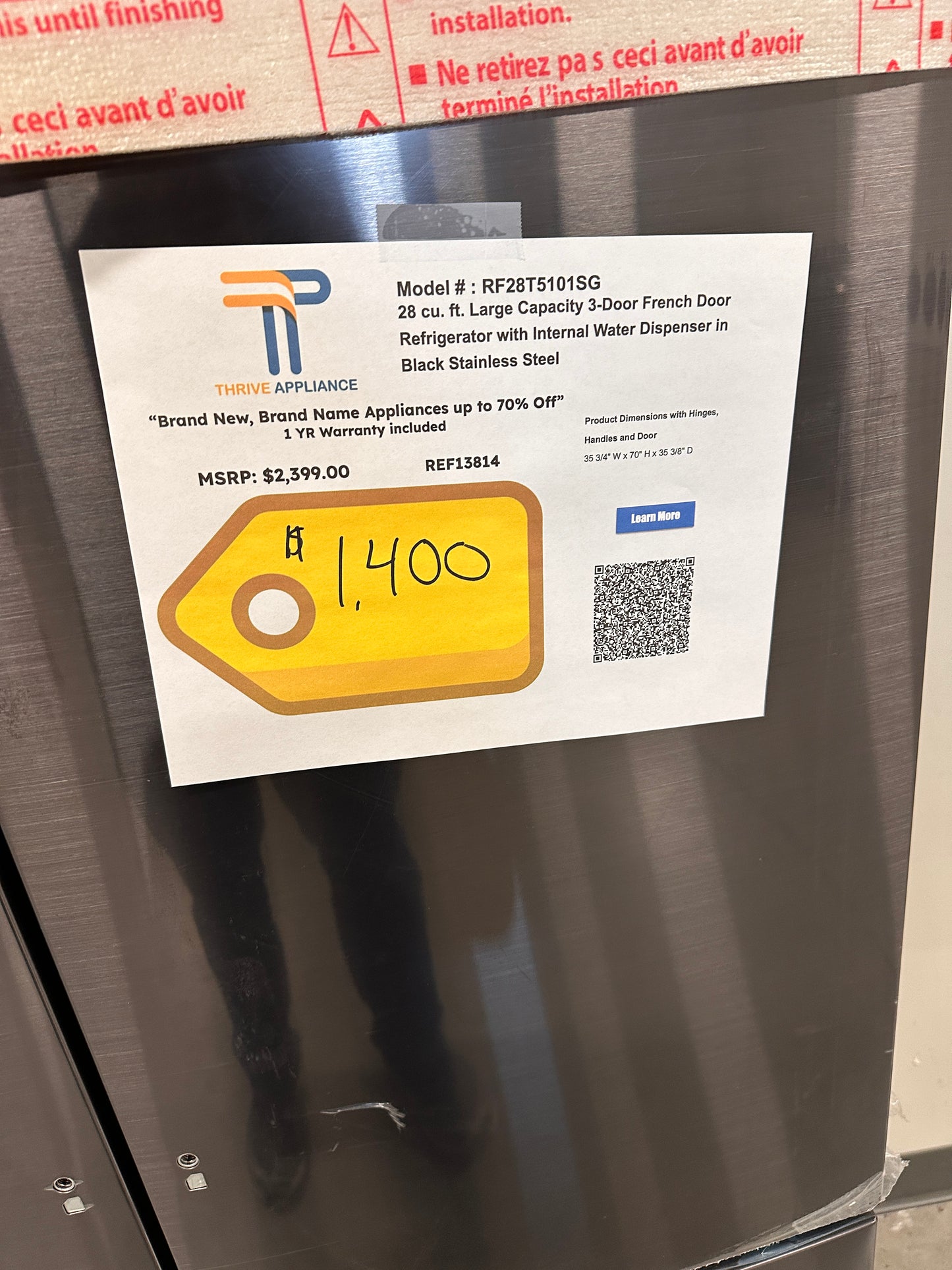 LOW PRICE! Samsung French Door Freestanding Refrigerator MODEL: RF28T5101SG REF13814