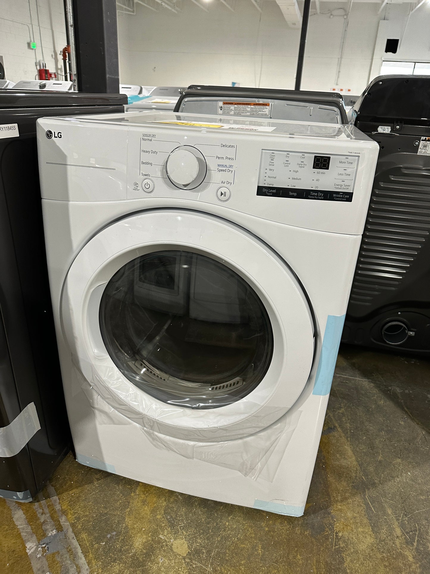 LG - 7.4 Cu. Ft. Stackable Electric Dryer with FlowSense - White MODEL: DLE3400W DRY11852S