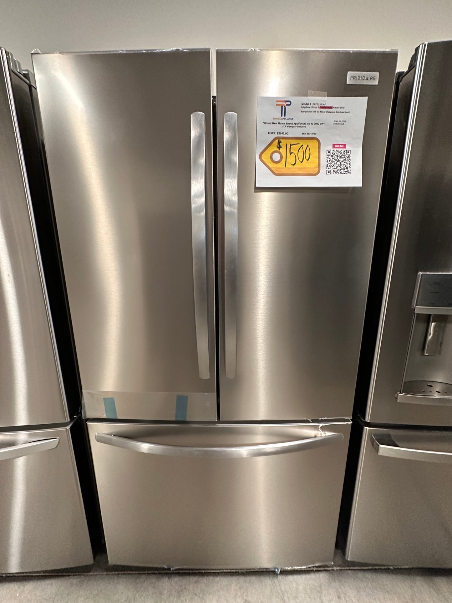 GREAT NEW FRIGIDAIRE FRENCH DOOR REFRIGERATOR - REF12781 FRFG232LAF