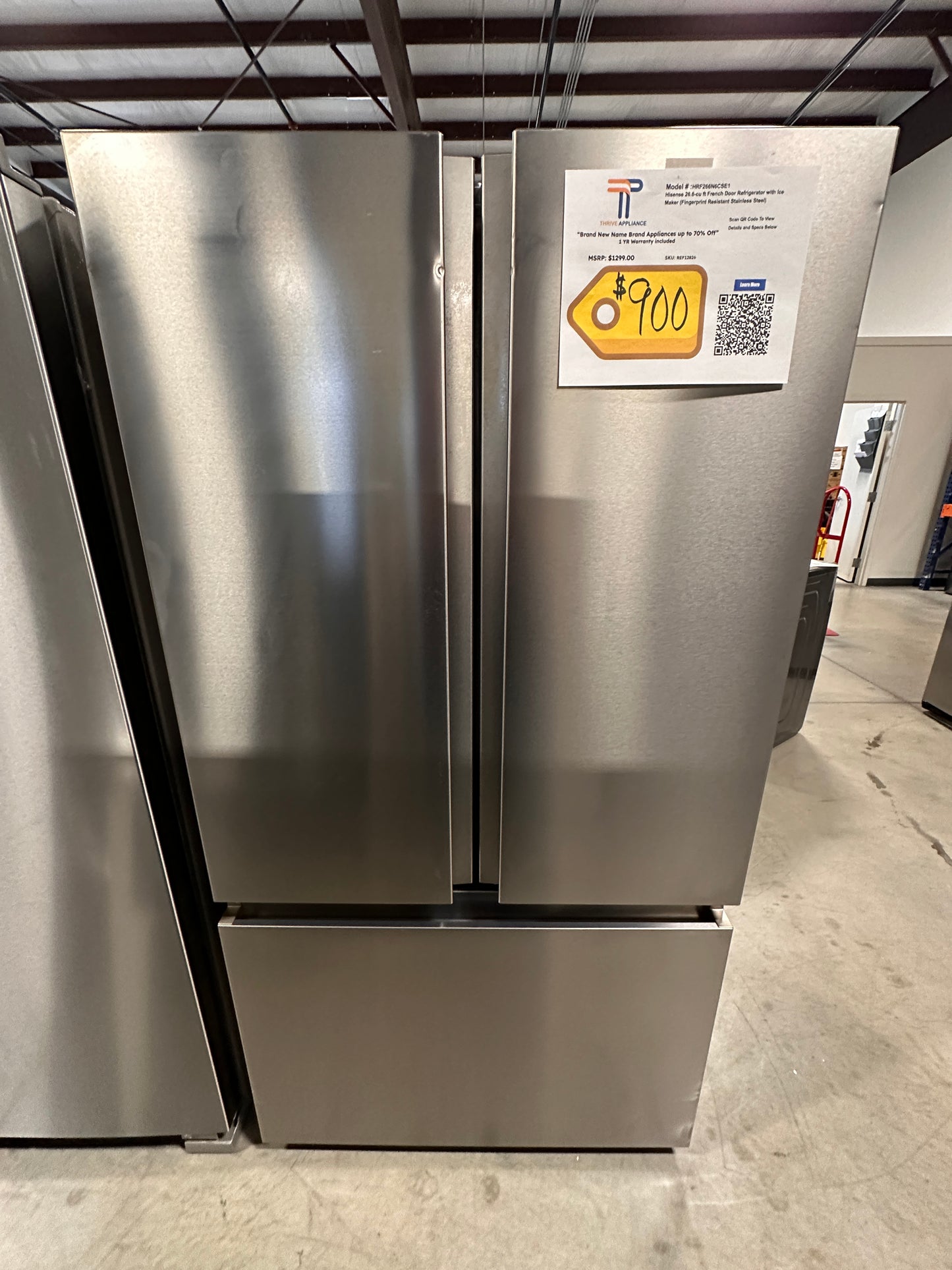 NEW HISENSE FRENCH DOOR REFRIGERATOR WITH ICE MAKER - REF12826 HRF266N6CSE1