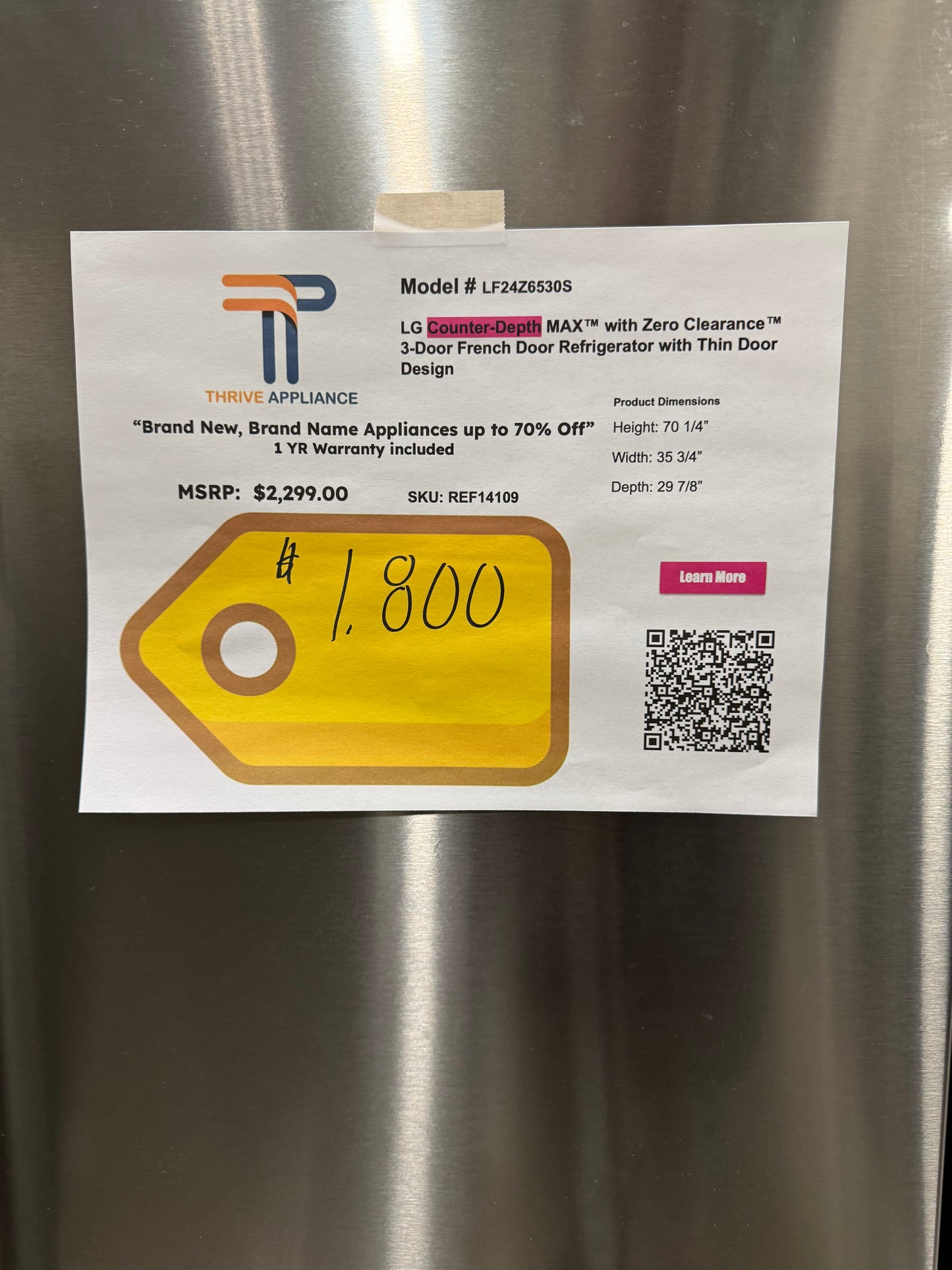 LG Counter-Depth MAX™ with Zero Clearance™ 3-Door French Door Refrigerator with Thin Door Design