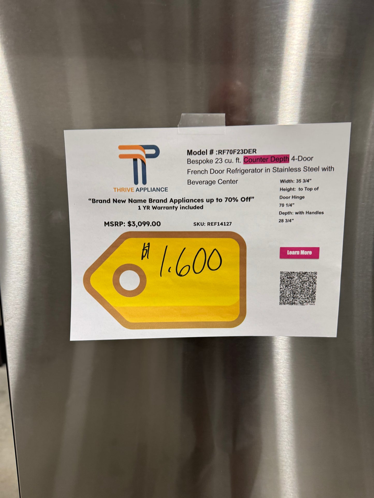 Samsung Bespoke 23 cu. ft. Counter Depth 4-Door French Door Refrigerator in Stainless Steel with Beverage Center