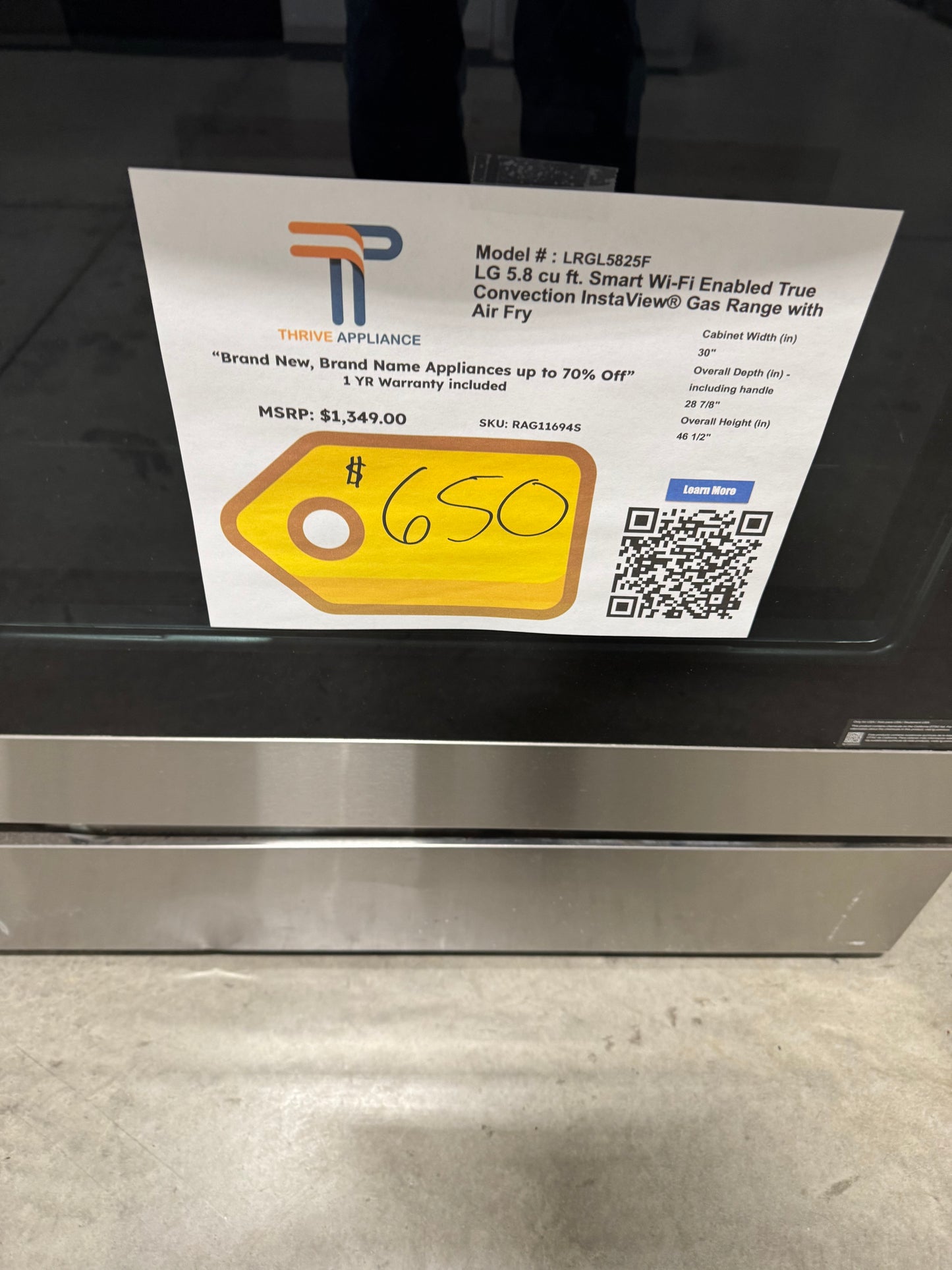 LG 5.8 cu. ft. Smart Wi-Fi Enabled True Convection InstaView® Gas Range with Air Fry