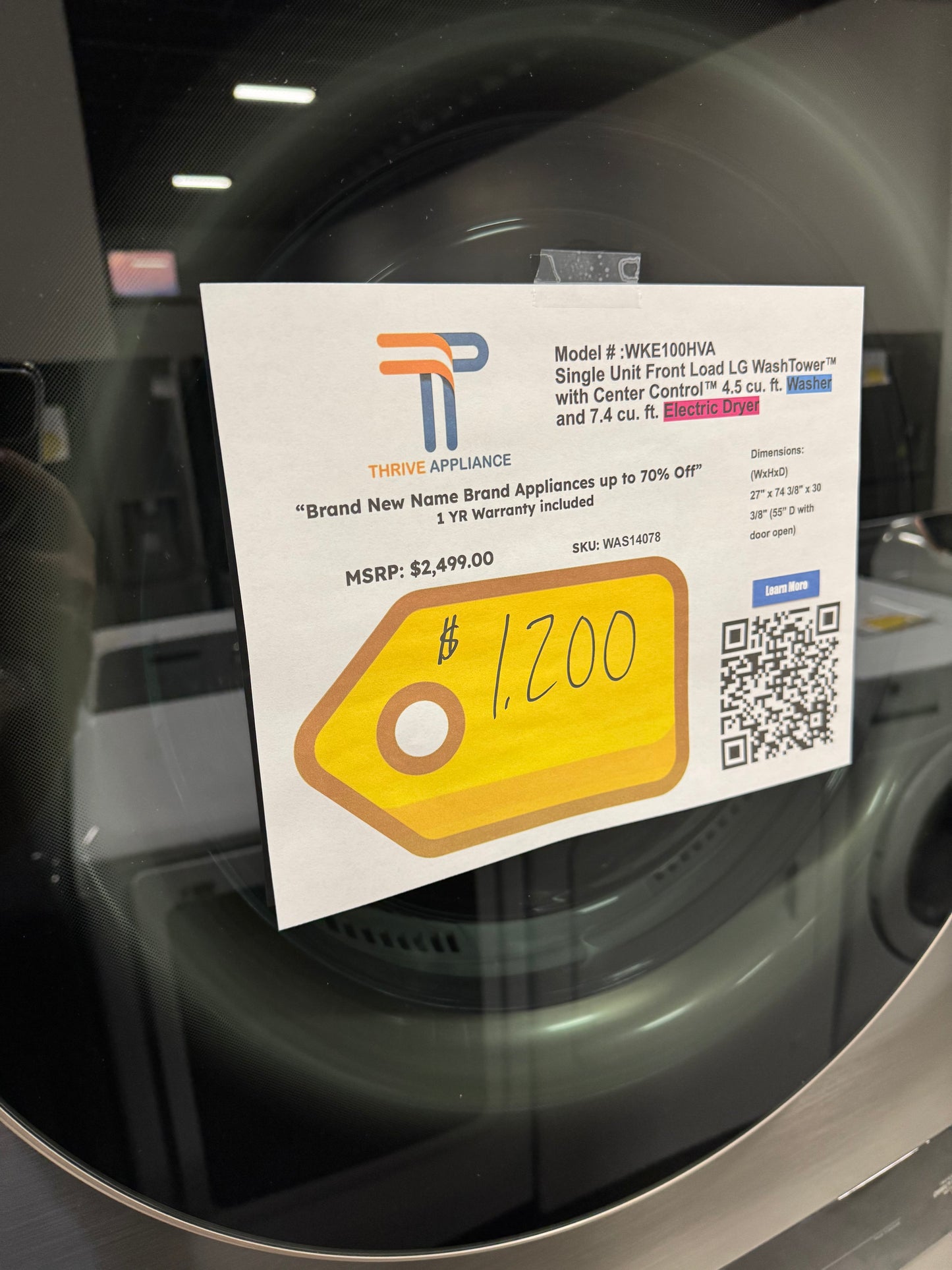 LG Single Unit Front Load LG WashTower™ with Center Control™ 4.5 cu. ft. Washer and 7.4 cu. ft. Electric Dryer (Laundry Set)