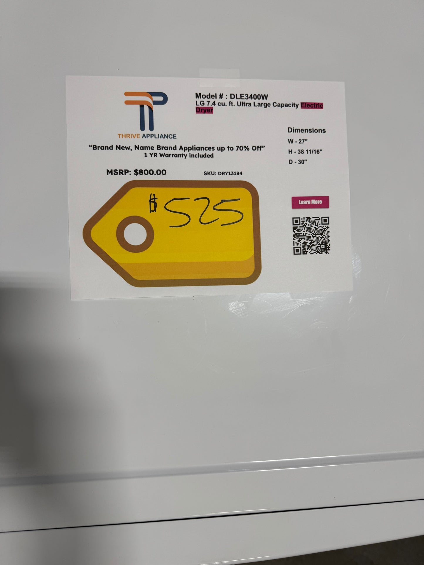 LG 3400 Series Stackable Laundry Set in White