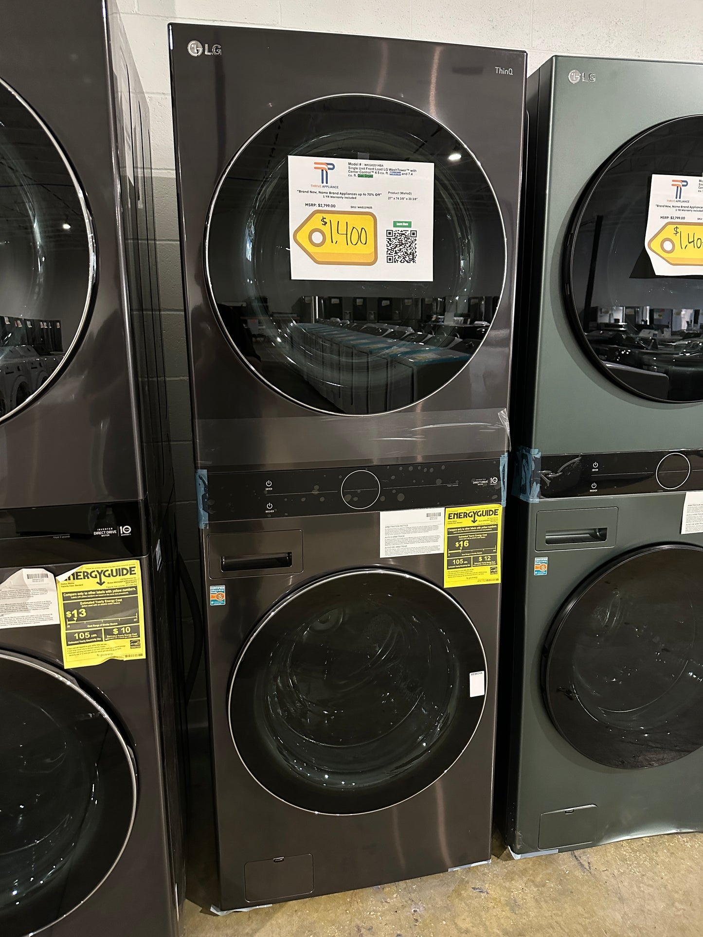 GREAT NEW STACKED LAUNDRY SET - GAS DRYER LG WASHTOWER MODEL: WKGX201HBA WAS11962S