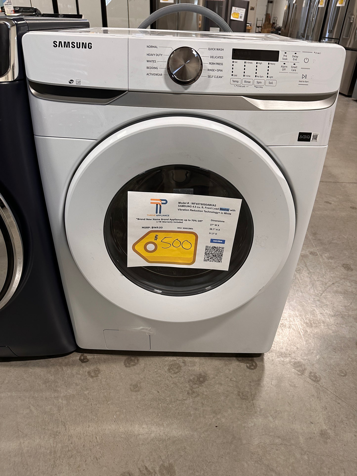 NEW SMART FRONT LOAD WASHER with VIBRATION REDUCTION MODEL: WF45T6000AW/A5 WAS13851