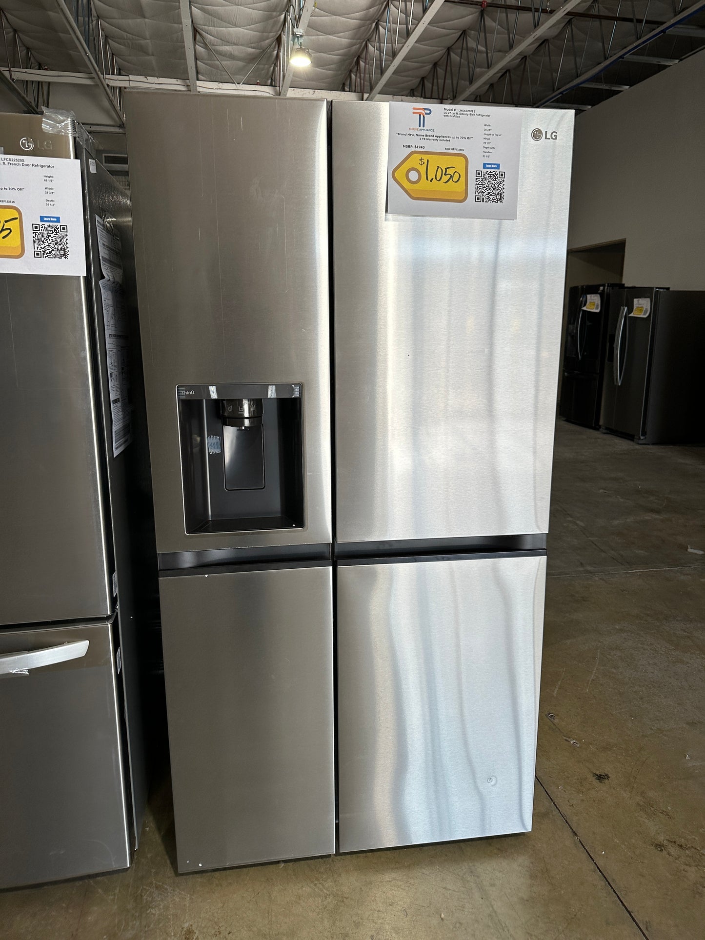 NEW LG SIDE BY SIDE REFRIGERATOR with SPACEPLUS ICE MODEL: LHSXS2706S REF12235S