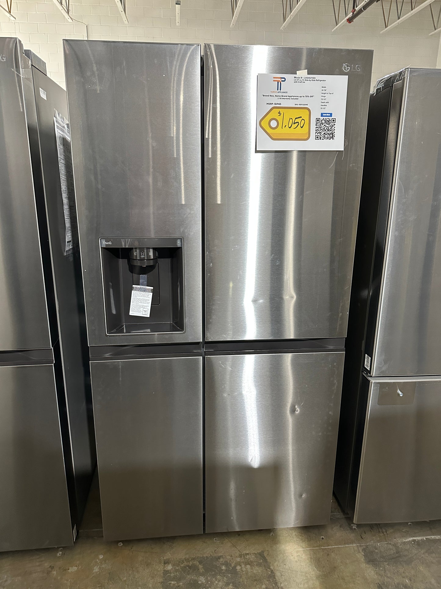 GREAT NEW LG 27.2 CU FT REFRIGERATOR MODEL: LHSXS2706S REF12234S