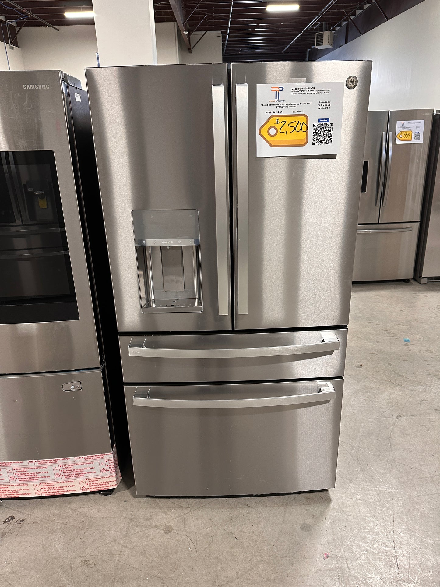 GE PROFILE FRENCH DOOR SMART REFRIGERATOR - NEW - REF12791 PVD28BYNFS