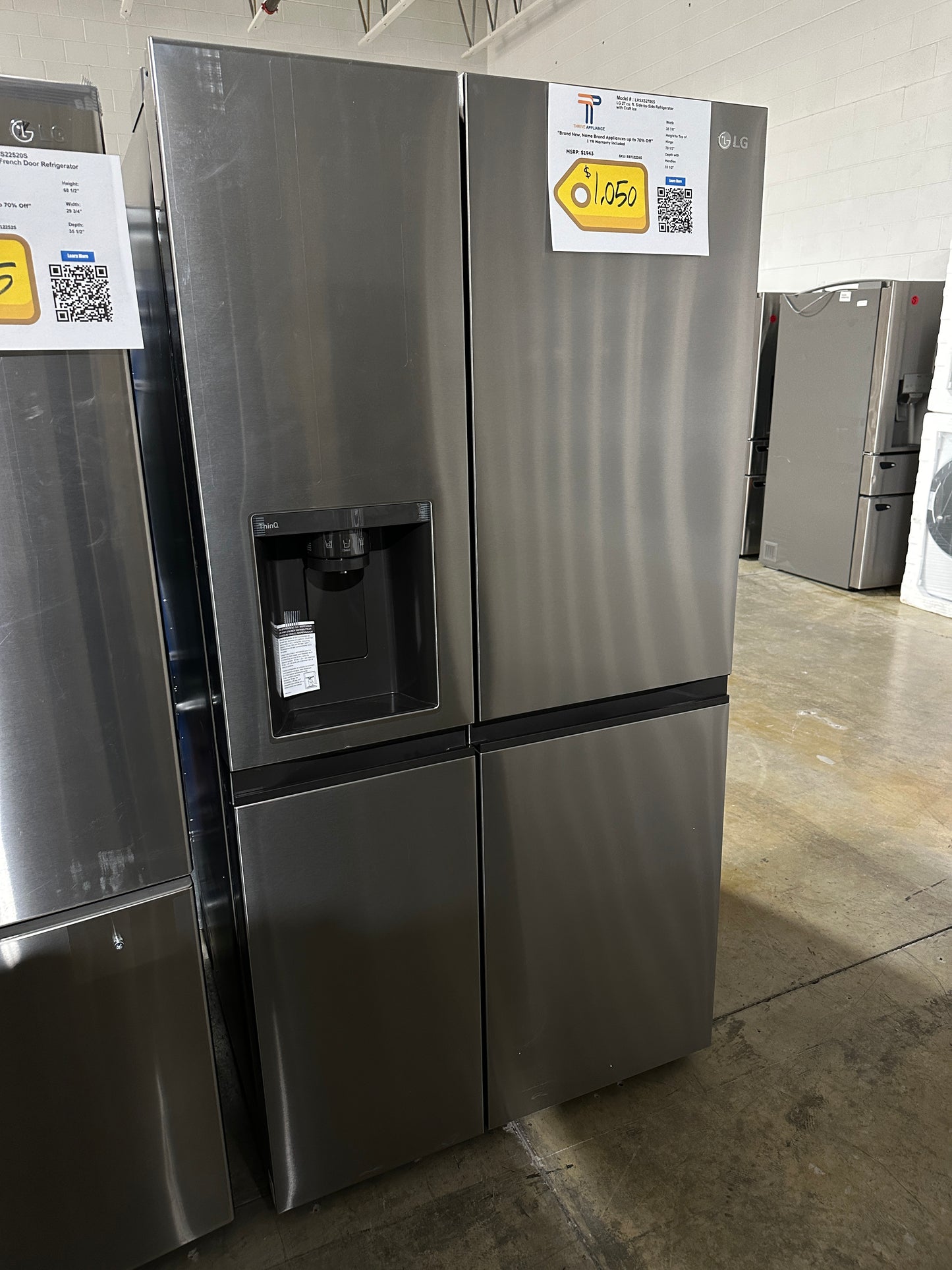 SIDE BY SIDE LG REFRIGERATOR WITH SPACEPLUS ICE MODEL: LHSXS2706S REF12236S