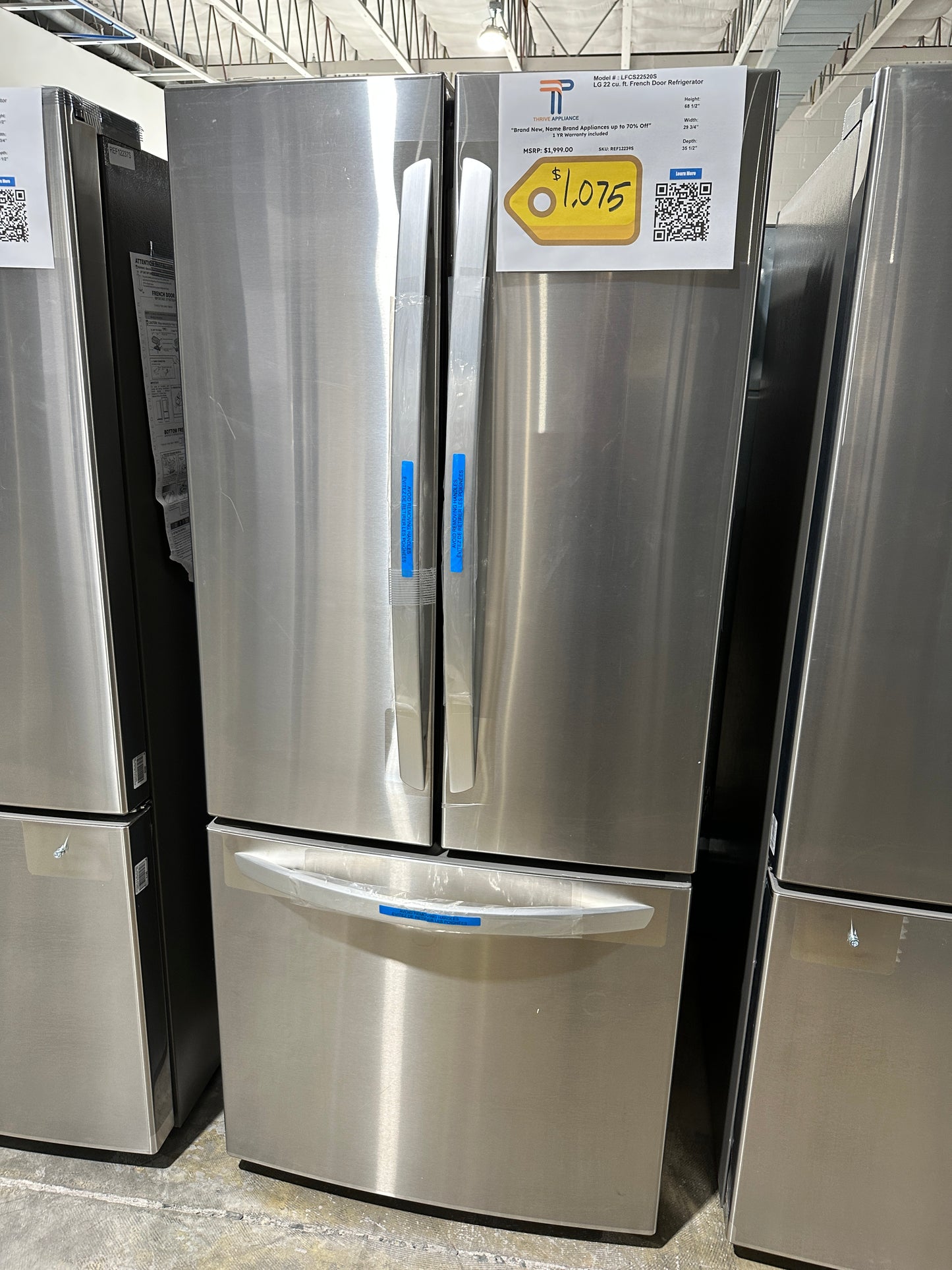 SMART COOLING SYSTEM LG FRENCH DOOR REFRIGERATOR MODEL: LFCS22520S REF12239S