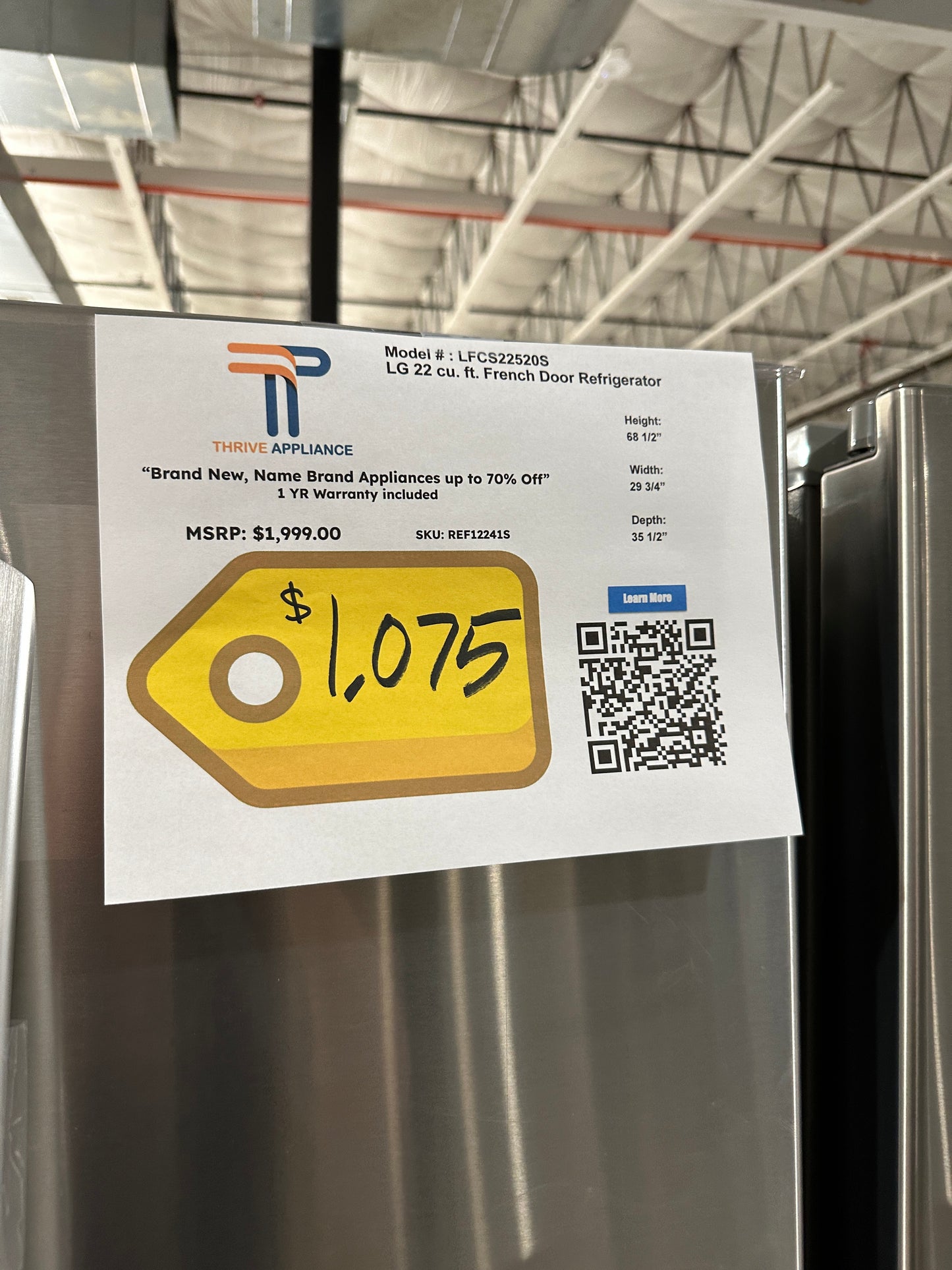 Refrigerator with Smart Cooling System - Stainless Steel MODEL: LFCS22520S REF12241S