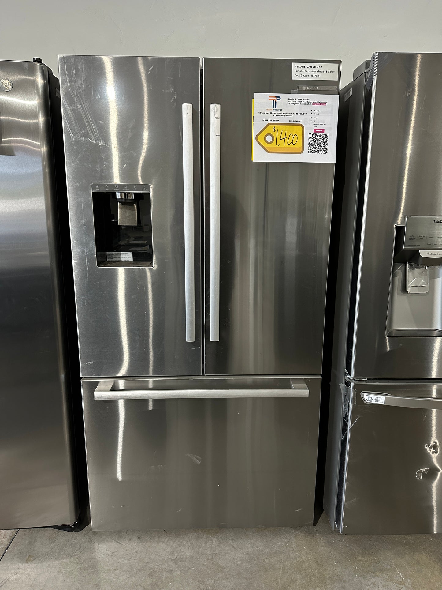 NEW BOSCH COUNTER DEPTH FRENCH DOOR REFRIGERATOR MODEL: B36CD50SNS REF12274S