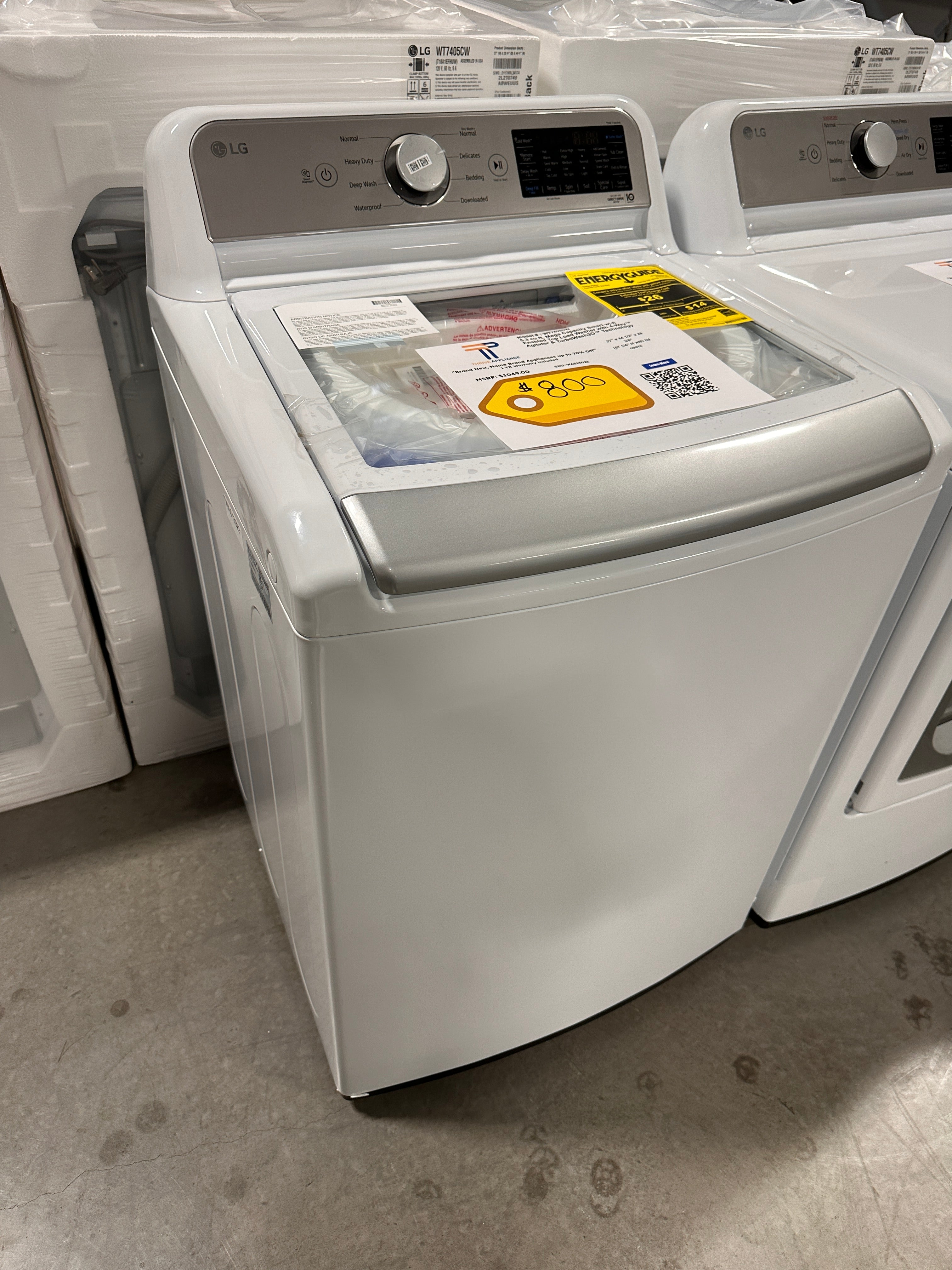 NEW LG SMART TOP LOAD WASHER WITH AGITATOR WAS13024 WT7405CW Thrive