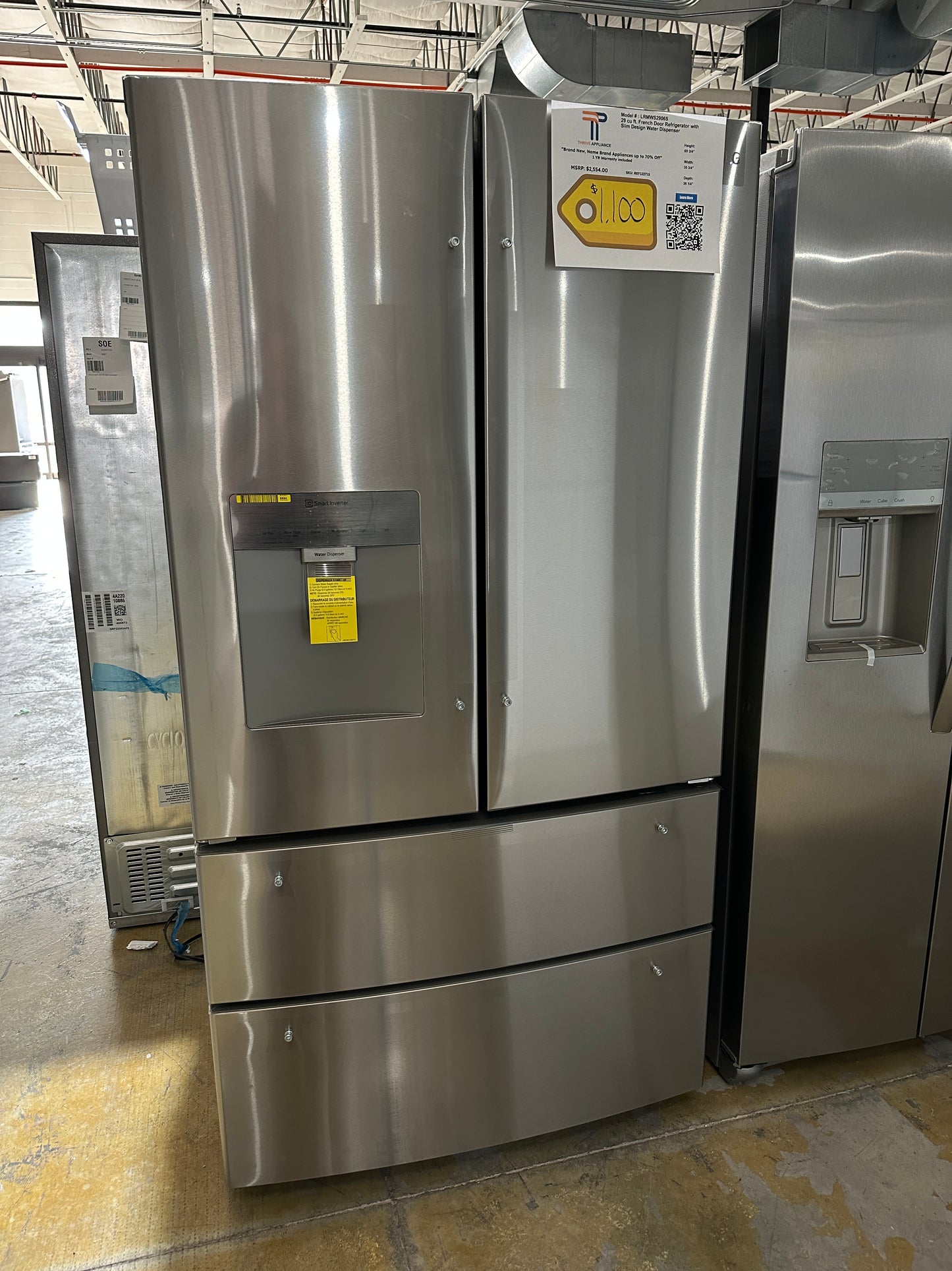GREAT NEW LG SMART FRENCH DOOR REFRIGERATOR MODEL: LRMWS2906S REF12271S