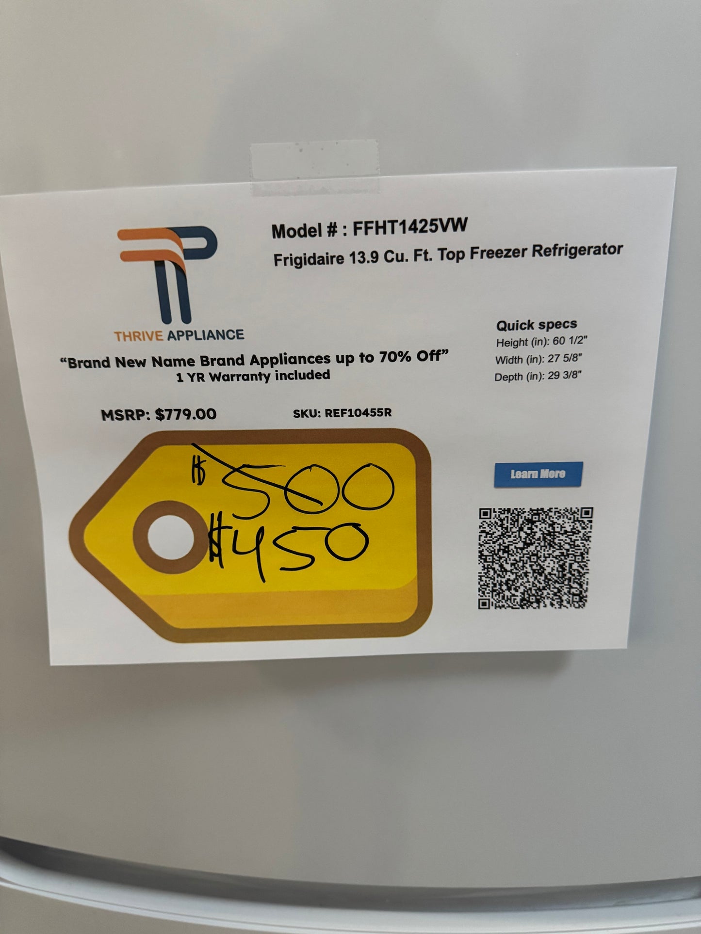 Frigidaire 14 Cu. Ft. Top Freezer Refrigerator