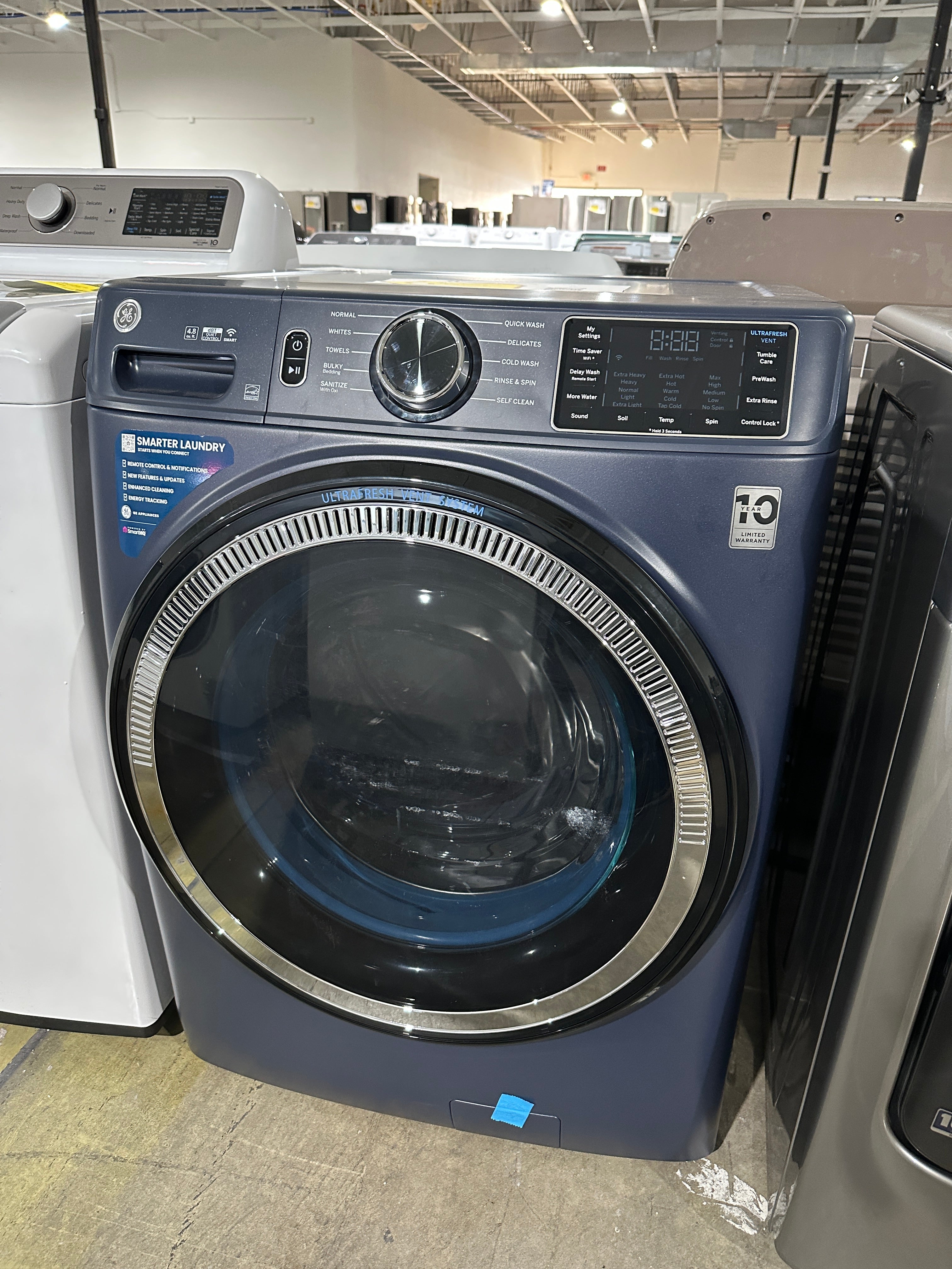 SAPPHITE BLUE GE FRONT LOAD WASHER with ULTRA FRESH VENT SYSTEM MODEL