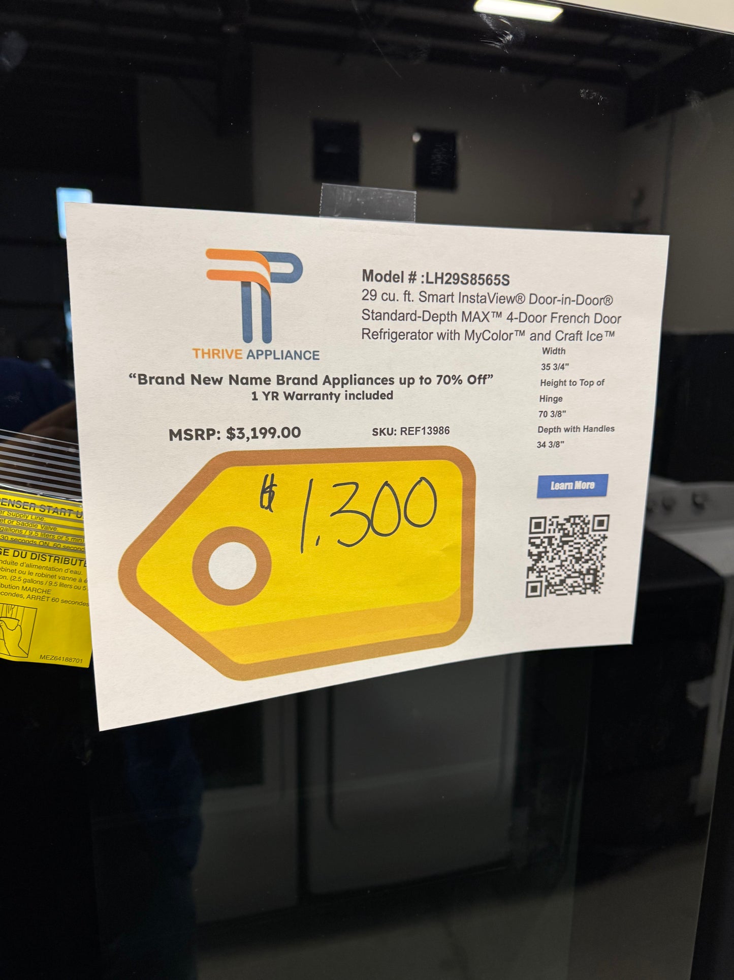 GREAT NEW LG INSTAVIEW STANDARD-DEPTH MAX REFRIGERATOR MODEL: LH29S8565S REF13986