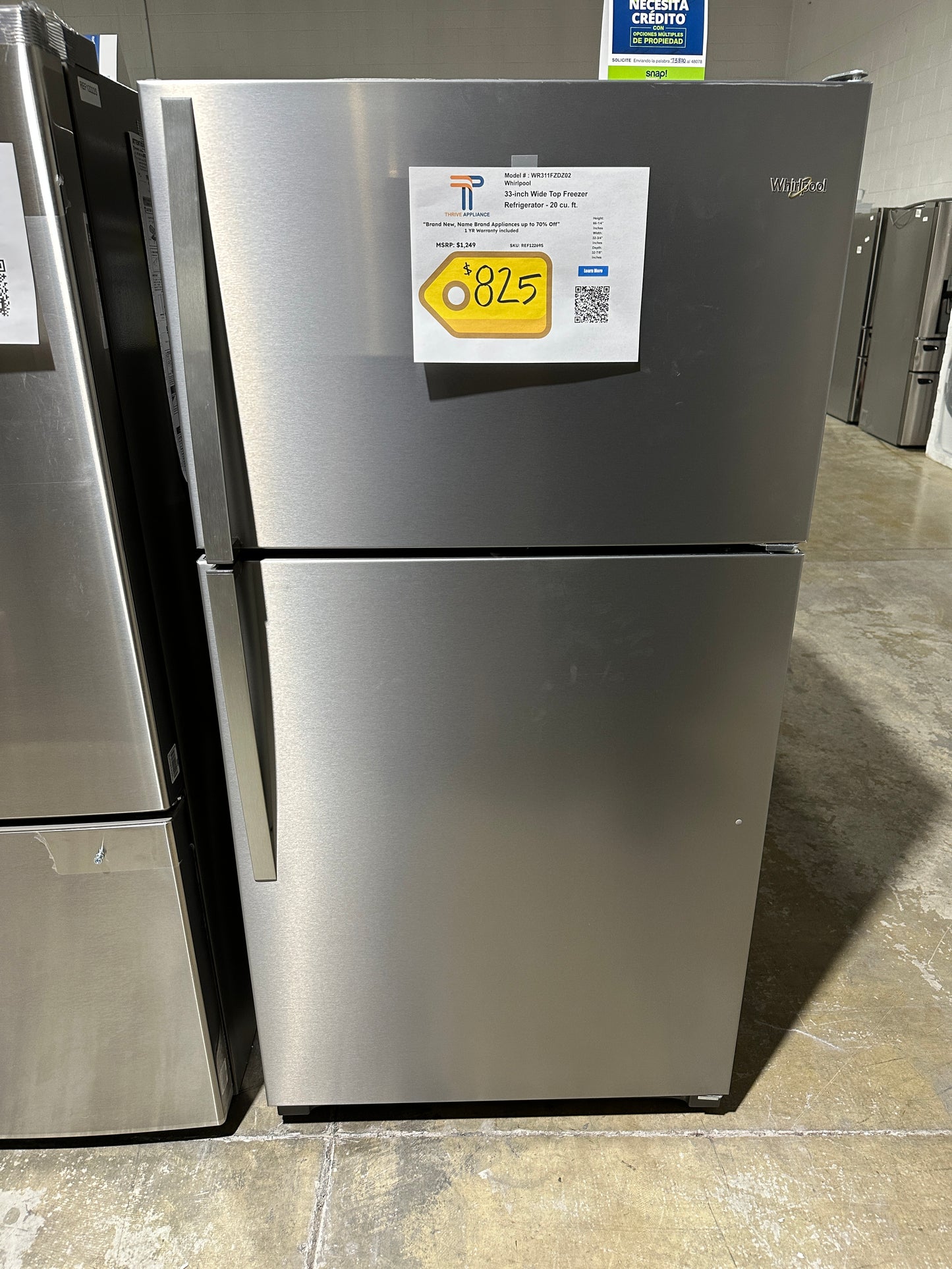 Whirlpool - 20.5 Cu. Ft. Top-Freezer Refrigerator - Stainless Steel MODEL:wr311fzdz02 REF12269S