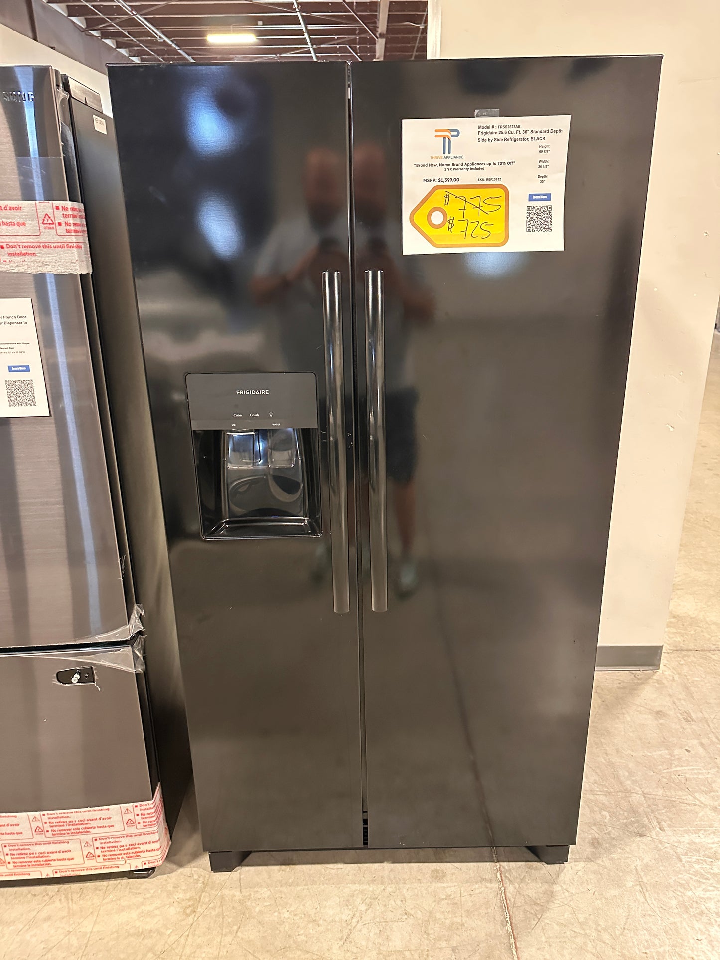 NEW! Frigidaire 25.6 Cu. Ft. Standard Depth Side-by-Side Refrigerator MODEL: FRSS2623AB REF13832