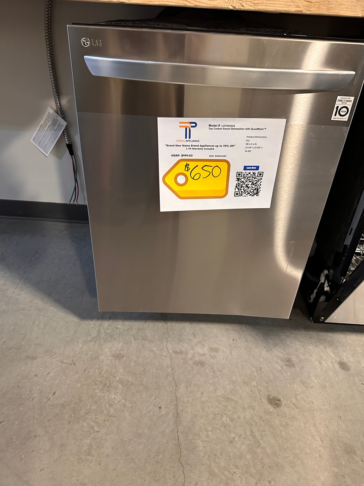 GREAT NEW LG DISHWASHER with STAINLESS TUB - DSW11589 LDTS5552S