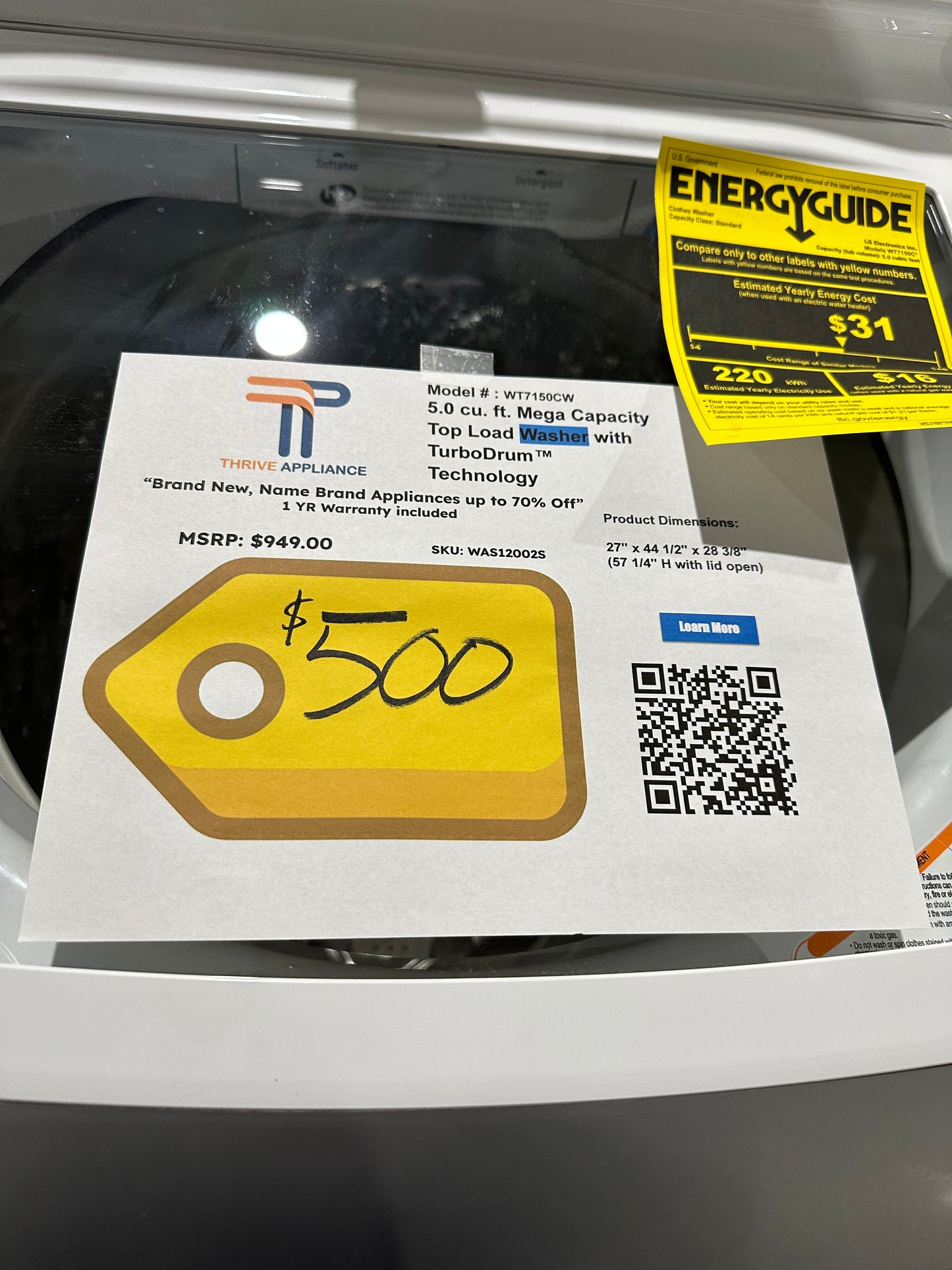 Top Load Washer with 6Motion Technology - White MODEL:WT7150CW WAS12002S
