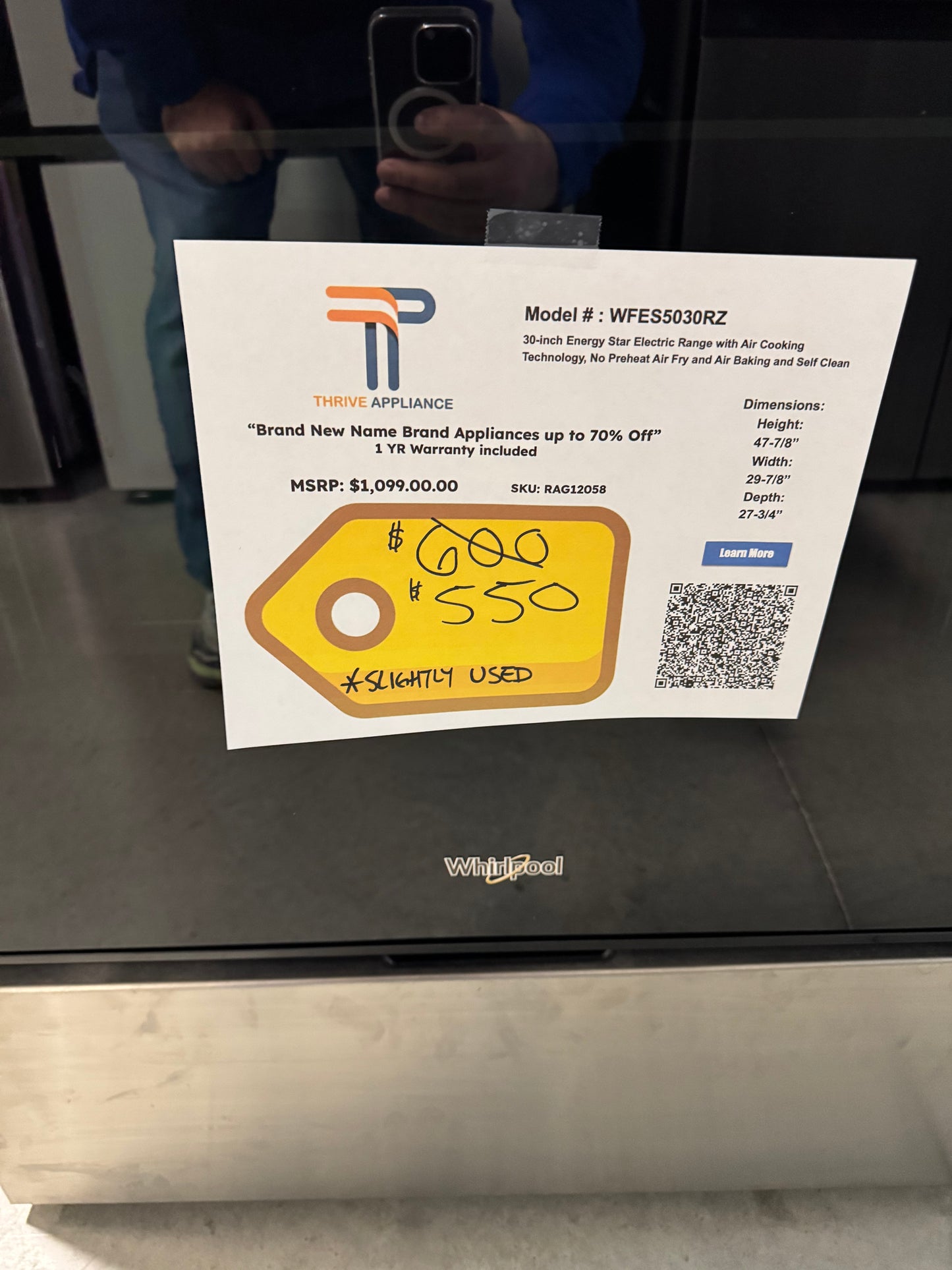 Whirlpool 30 in. 5 Element Freestanding Electric Range in Fingerprint Resistant Stainless Steel with Air Cooking Technology