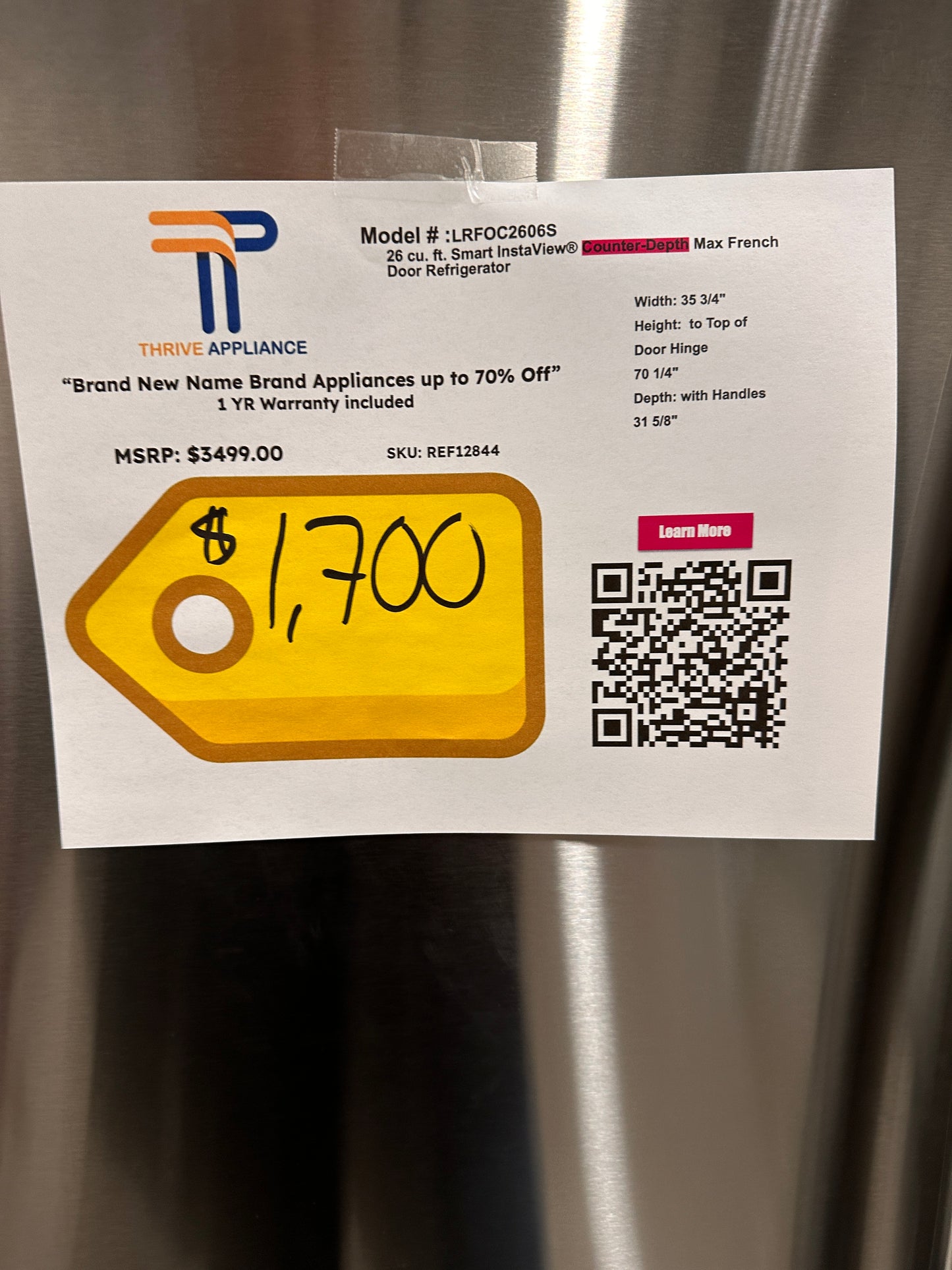 COUNTER-DEPTH SMART LG REFRIGERATOR - REF12844 LRFOC2606S