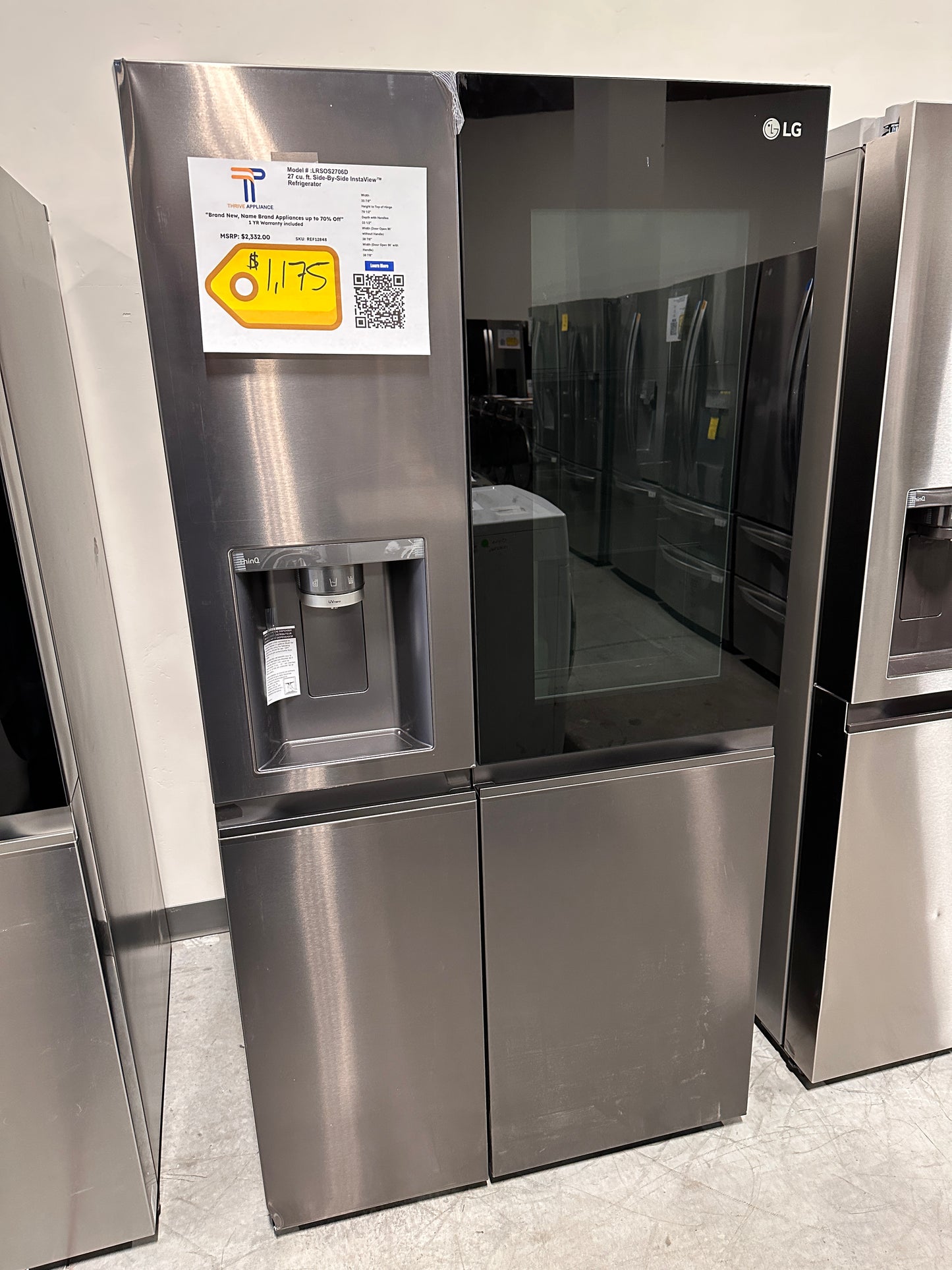 GREAT NEW LG SIDE-BY-SIDE REFRIGERATOR - REF12848 LRSOS2706D