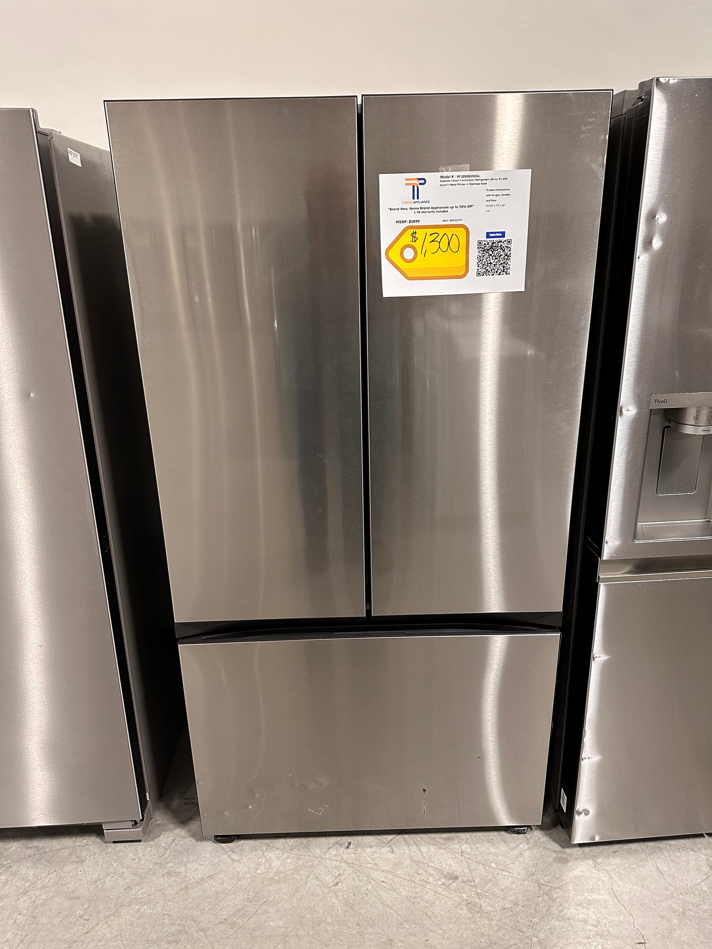 GREAT NEW SAMSUNG BESPOKE FRENCH DOOR REFRIGERATOR - REF12777 RF30BB6200QL