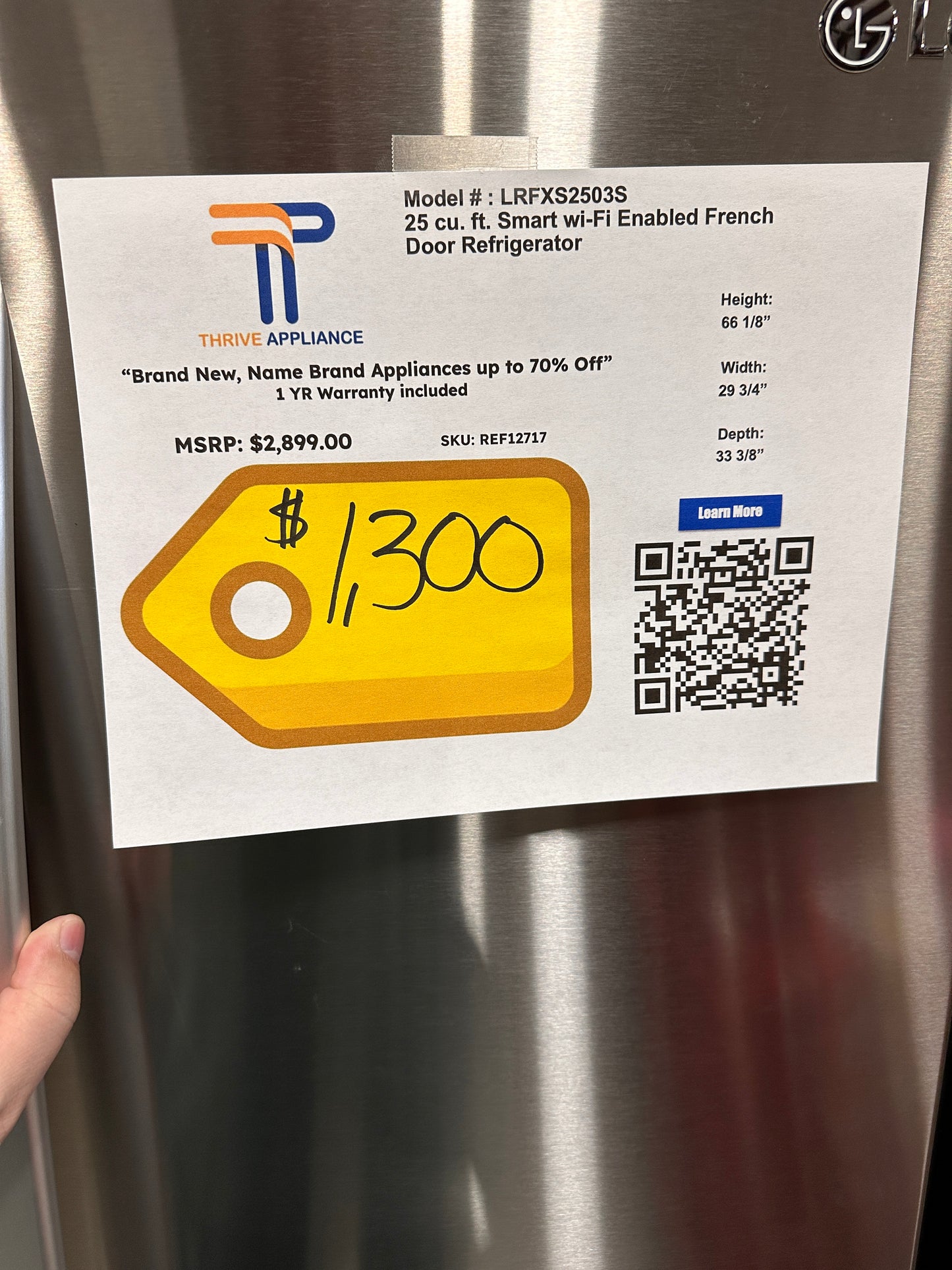 BRAND NEW LG FRENCH DOOR REFRIGERATOR - REF12717 LRFXS2503S