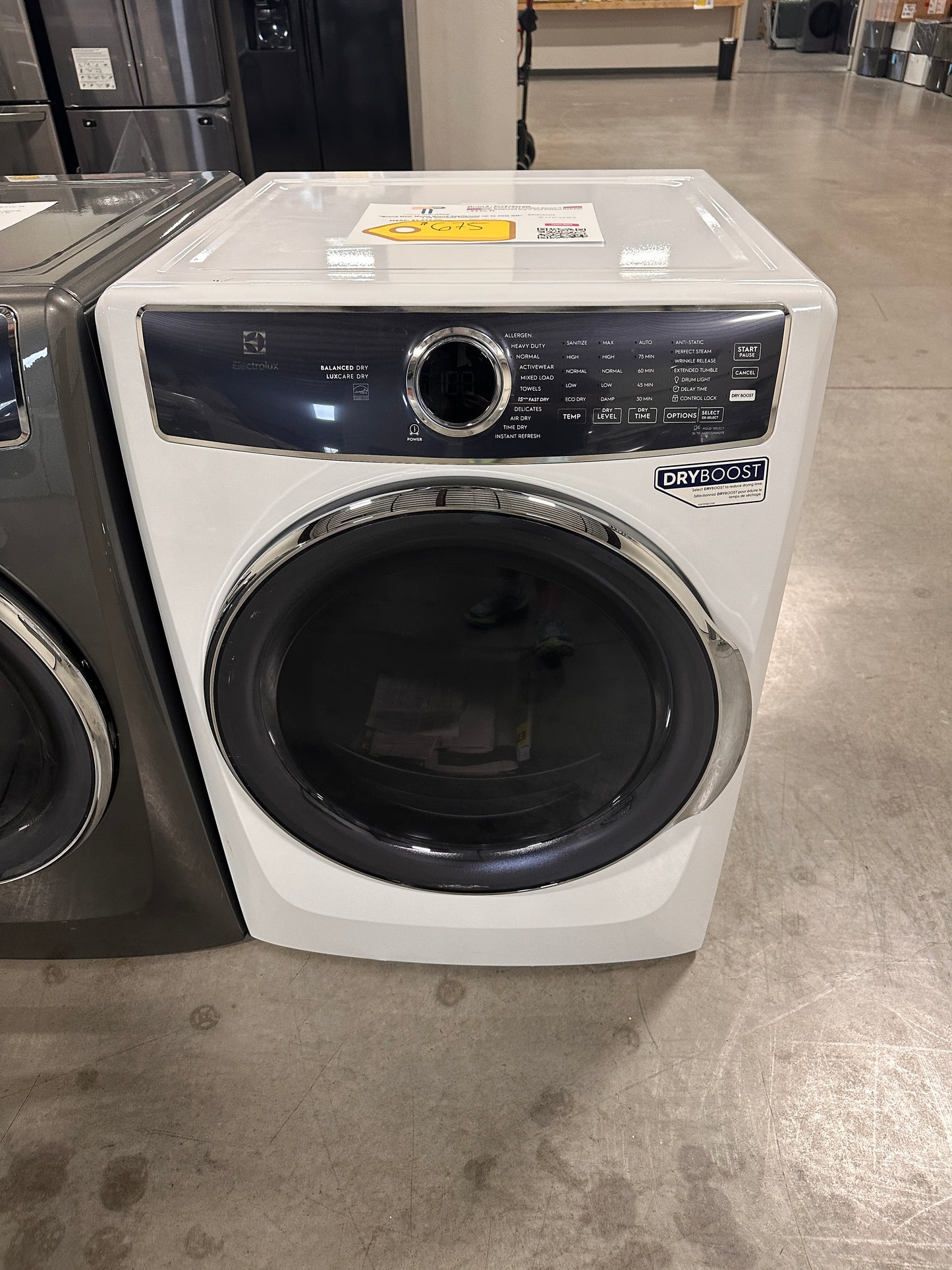 Electrolux Electric 8.0 Cu. Ft. Front Load Dryer MODEL: ELFE7637AW DRY13011