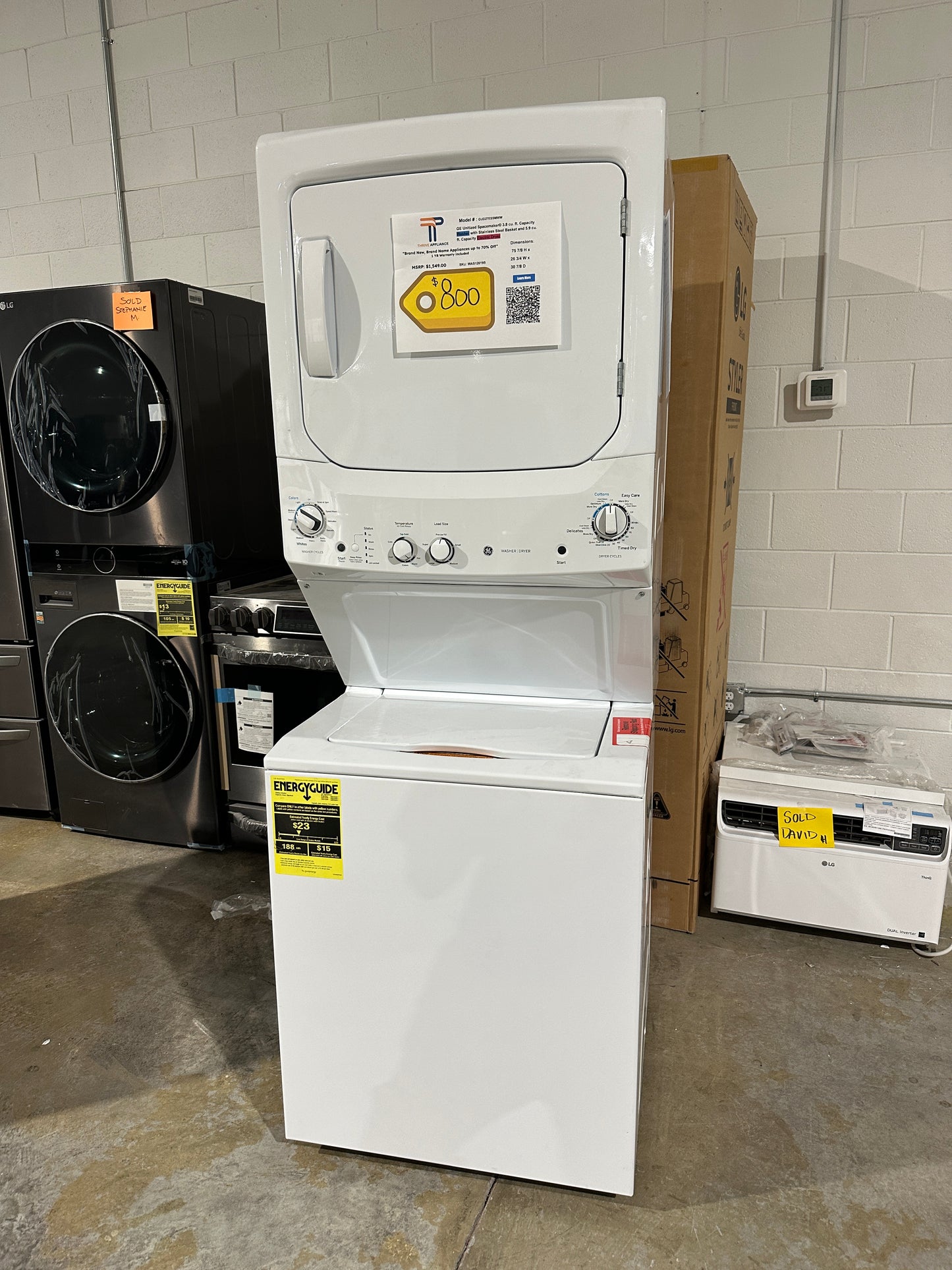 GE - 3.8 Cu. Ft. Top Load Washer and 5.9 Cu. Ft. Electric Dryer Laundry Center MODEL: GUD27ESSMWW WAS12019S