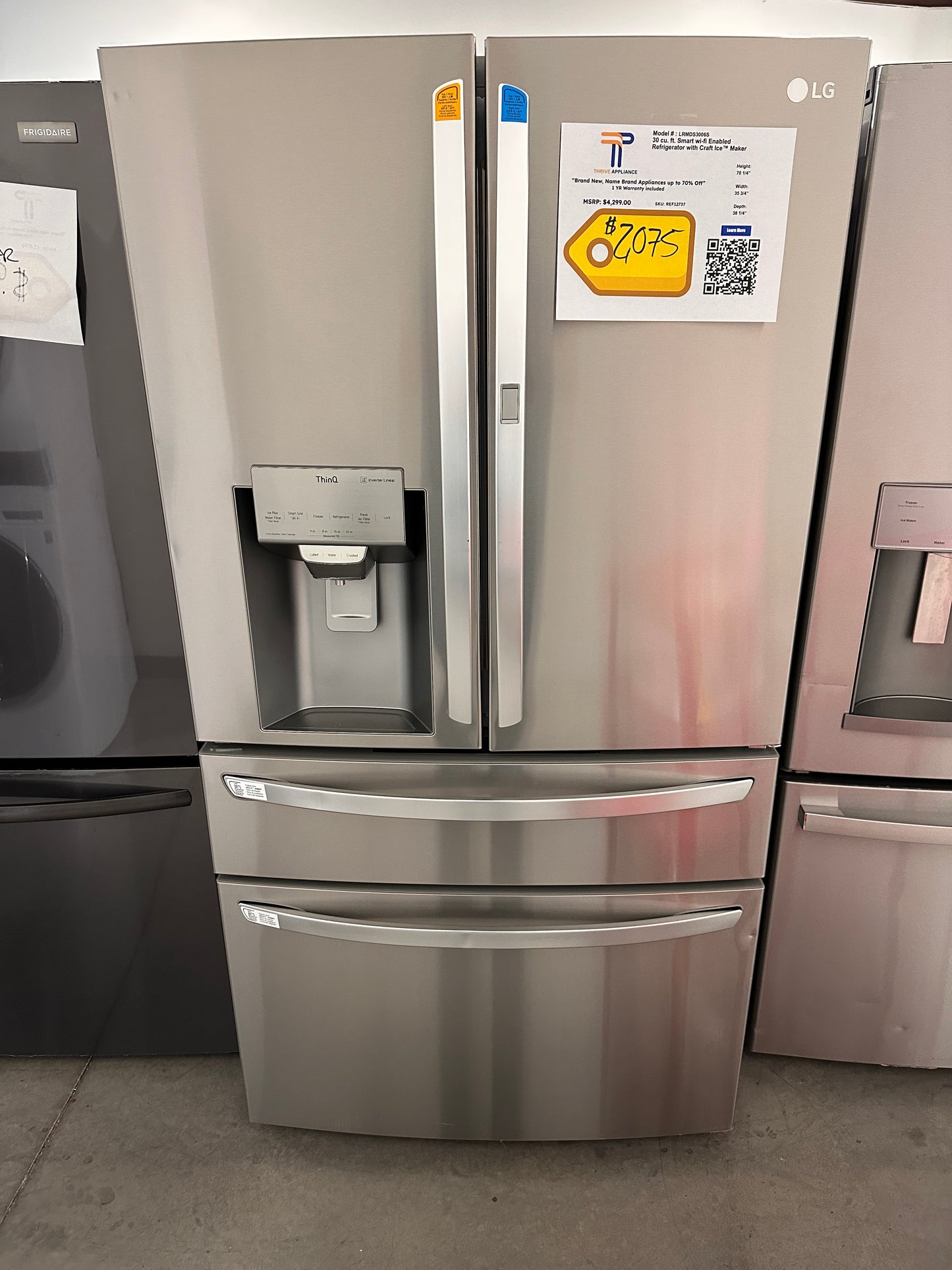 NEW 4 DOOR SMART LG REFRIGERATOR - REF12737 LRMDS3006S