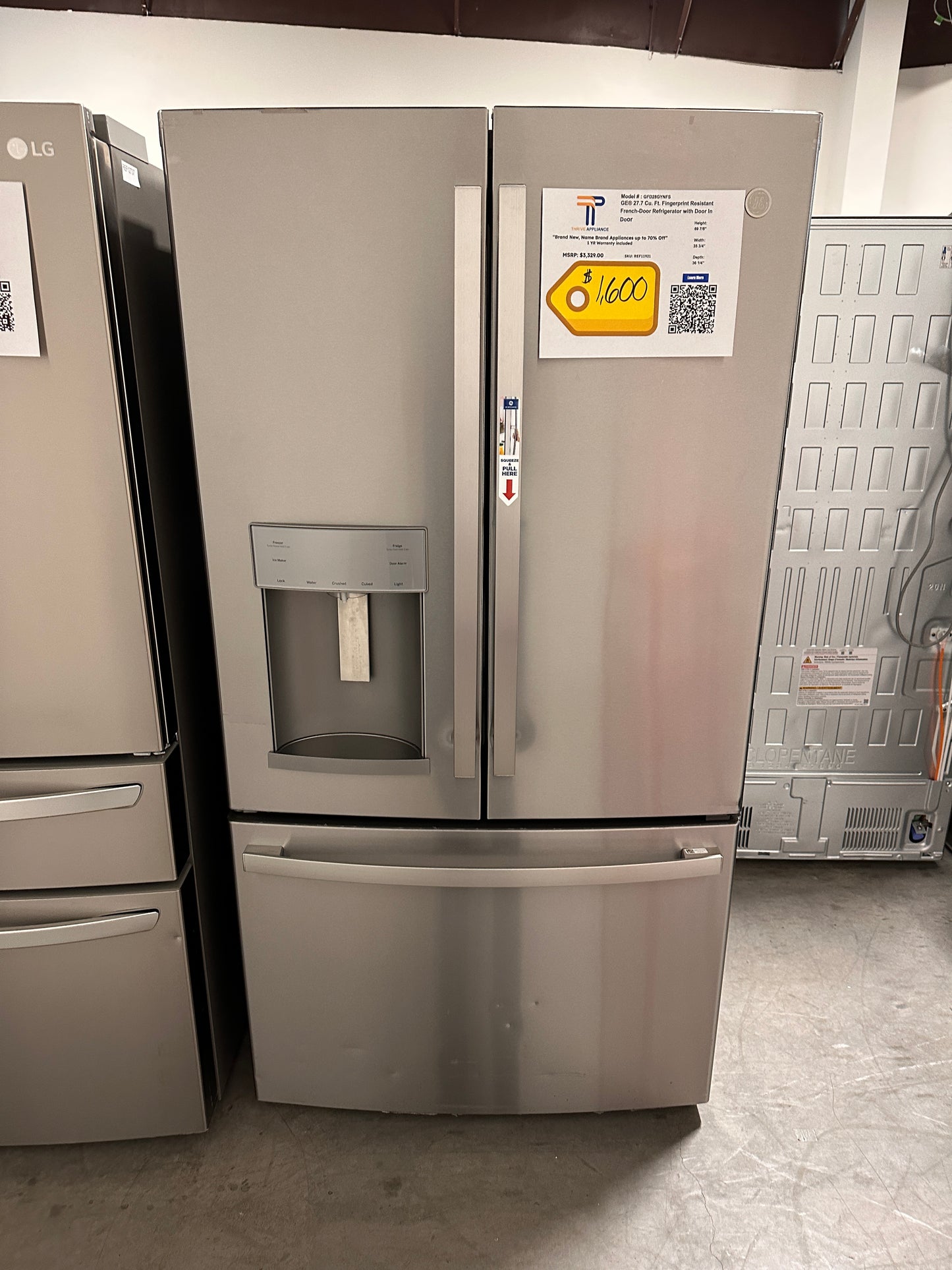 GE - 27.7 Cu. Ft. French Door Refrigerator - Model:GFE28GYNFS REF11921