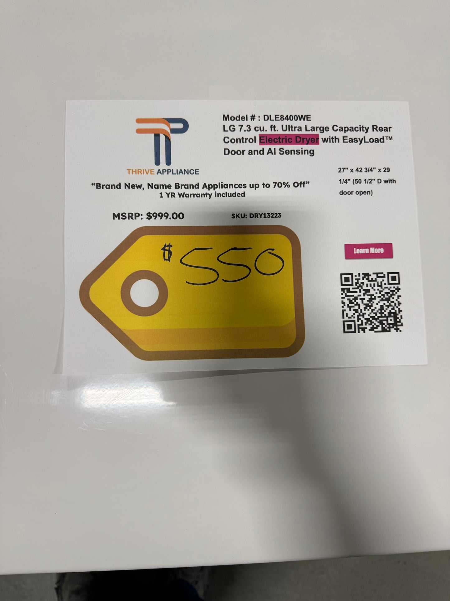 LG 7.3 cu. ft. Vented SMART Electric Dryer in Alpine White with EasyLoad Door and Sensor Dry Technology