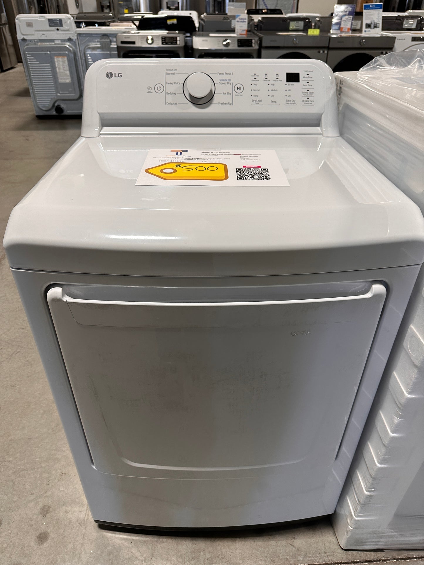 LG - 7.3 cu ft Electric Dryer with Sensor Dry - White Model:DLE7000W DRY12331