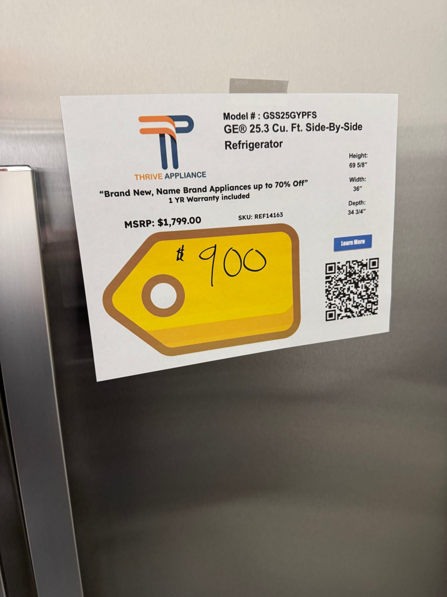 GE 25.3 Cu. Ft. Side-By-Side Refrigerator