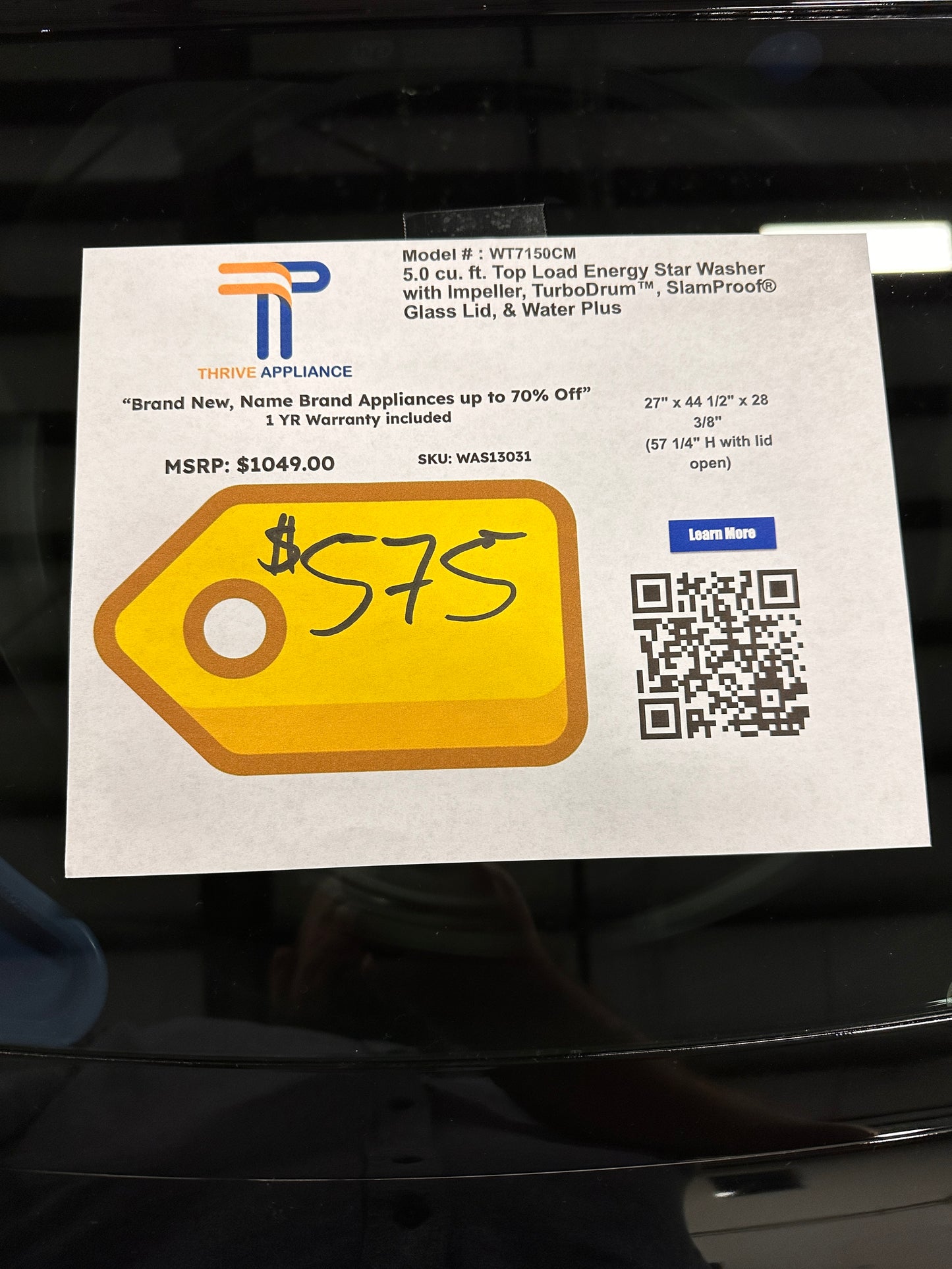 Model:WT7150CM SMART TOP LOAD LG WASHER - WAS13031