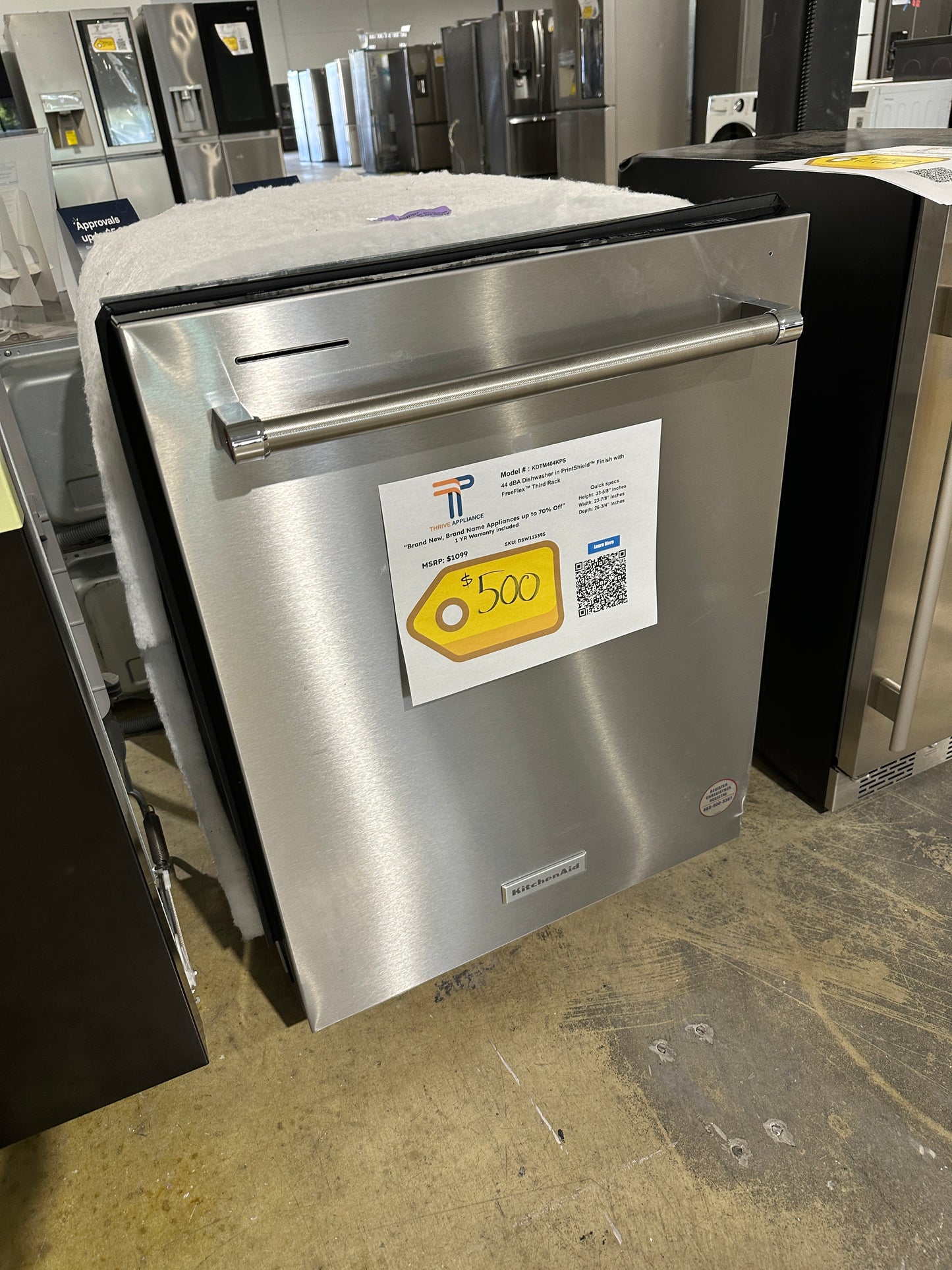 NEW KITCHENAID TOP CONTROL DISHWASHER MODEL: KDTM404KPS DSW11339S