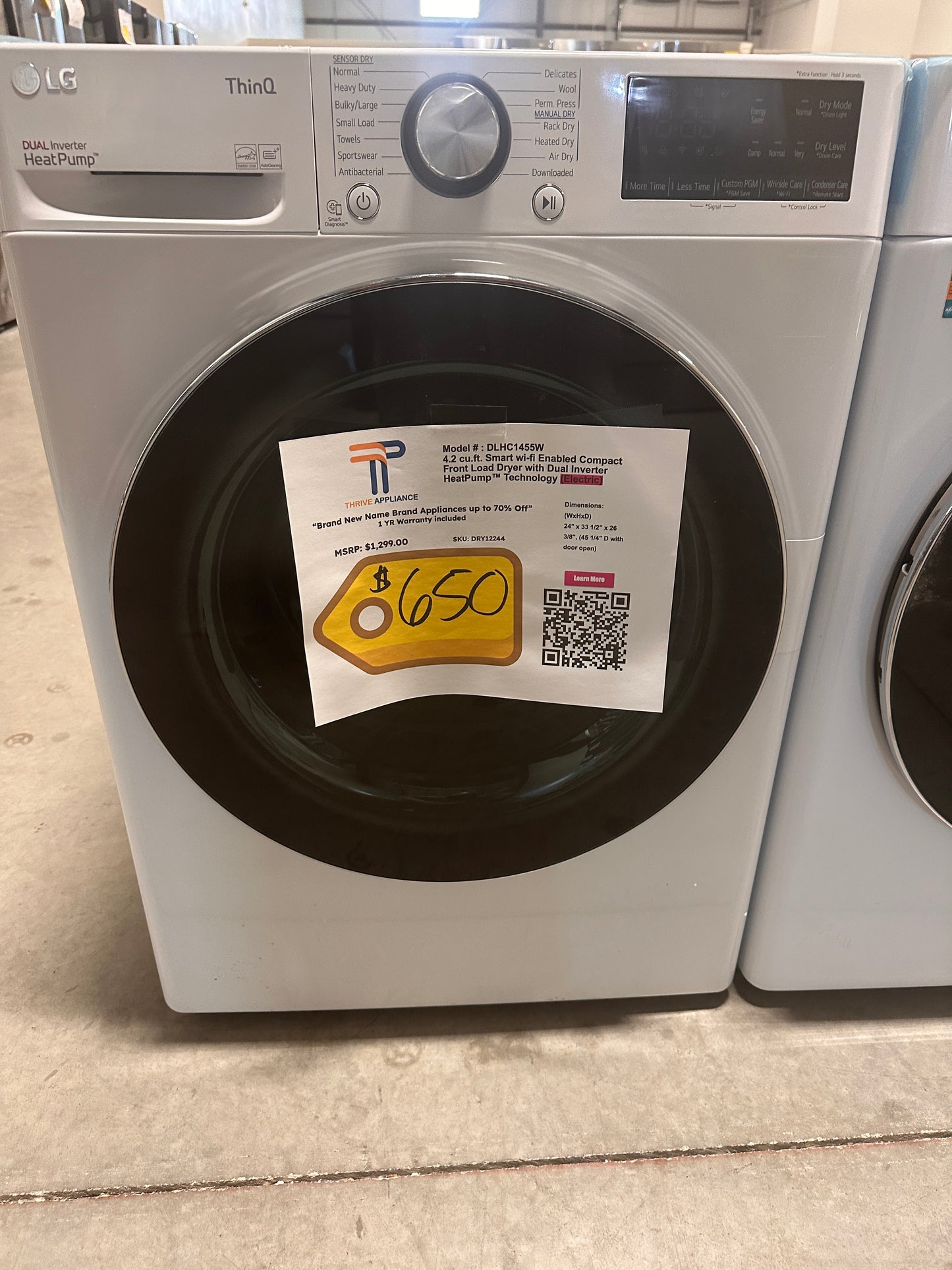Electric Dryer with Dual Inverter HeatPump - White Model:DLHC1455W DRY12244