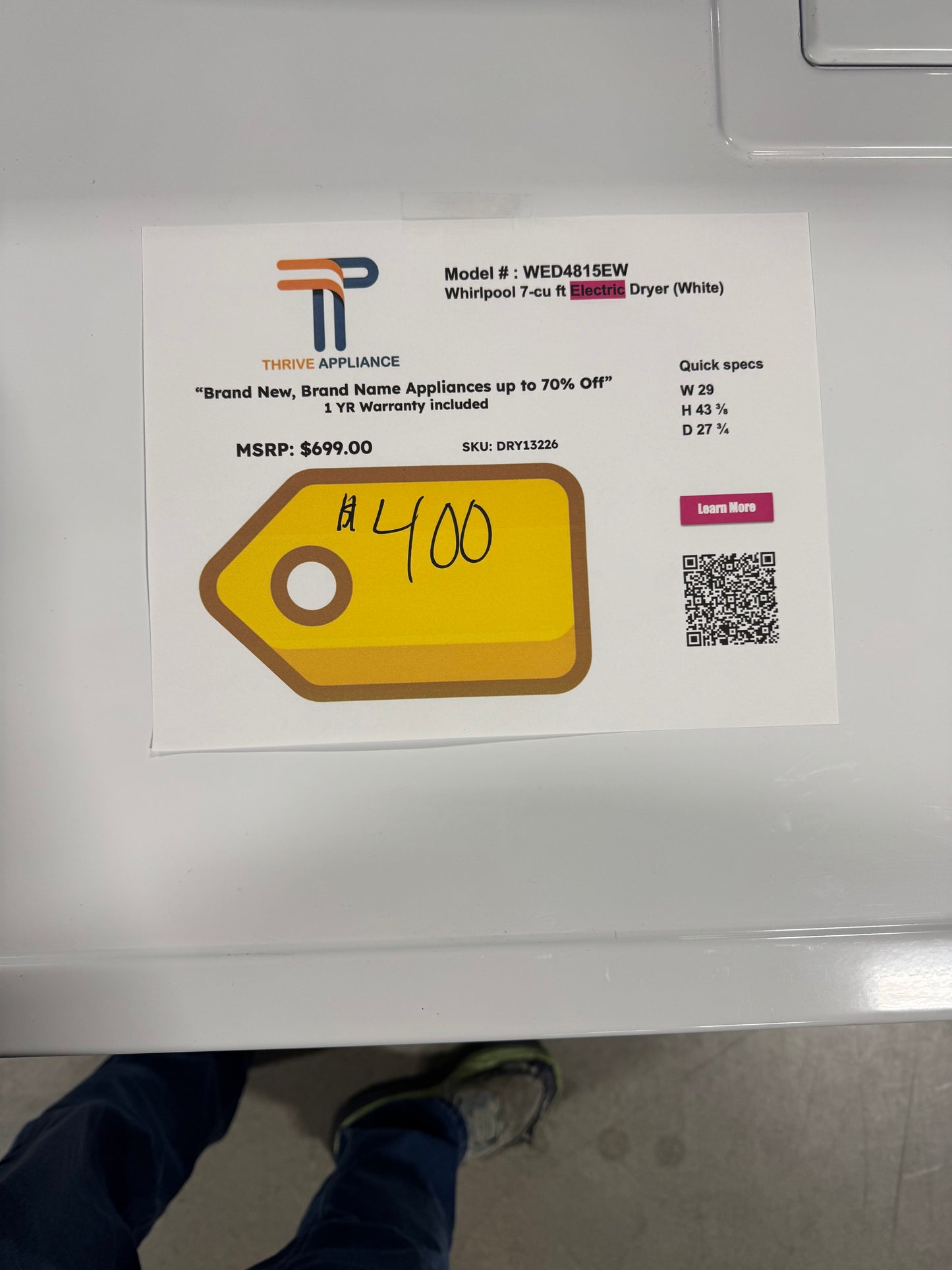 Whirlpool 7-cu ft Vented Electric Dryer ( White )