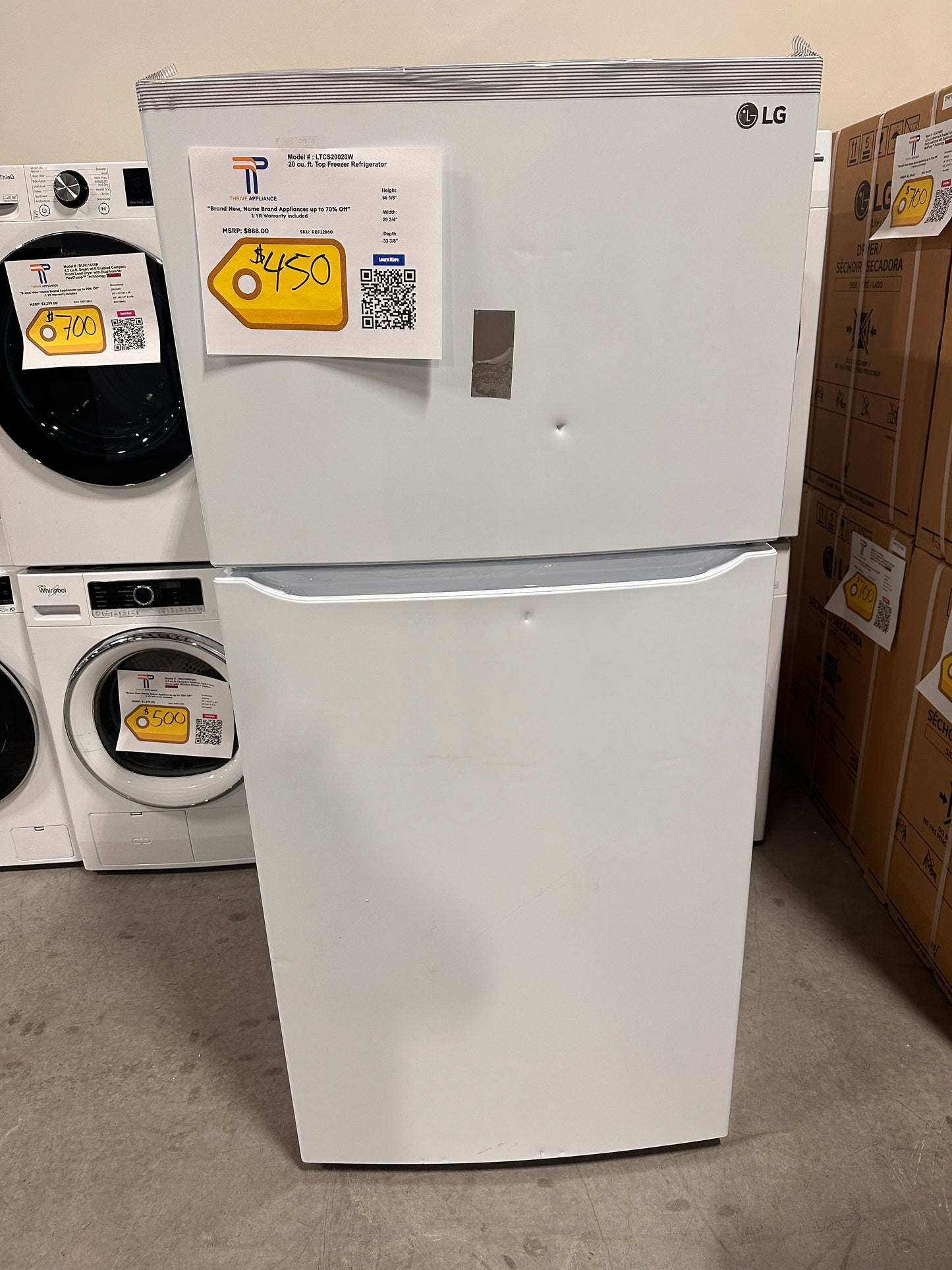 NEW LG TOP-FREEZER REFRIGERATOR - Model:LTCS20020W REF12860