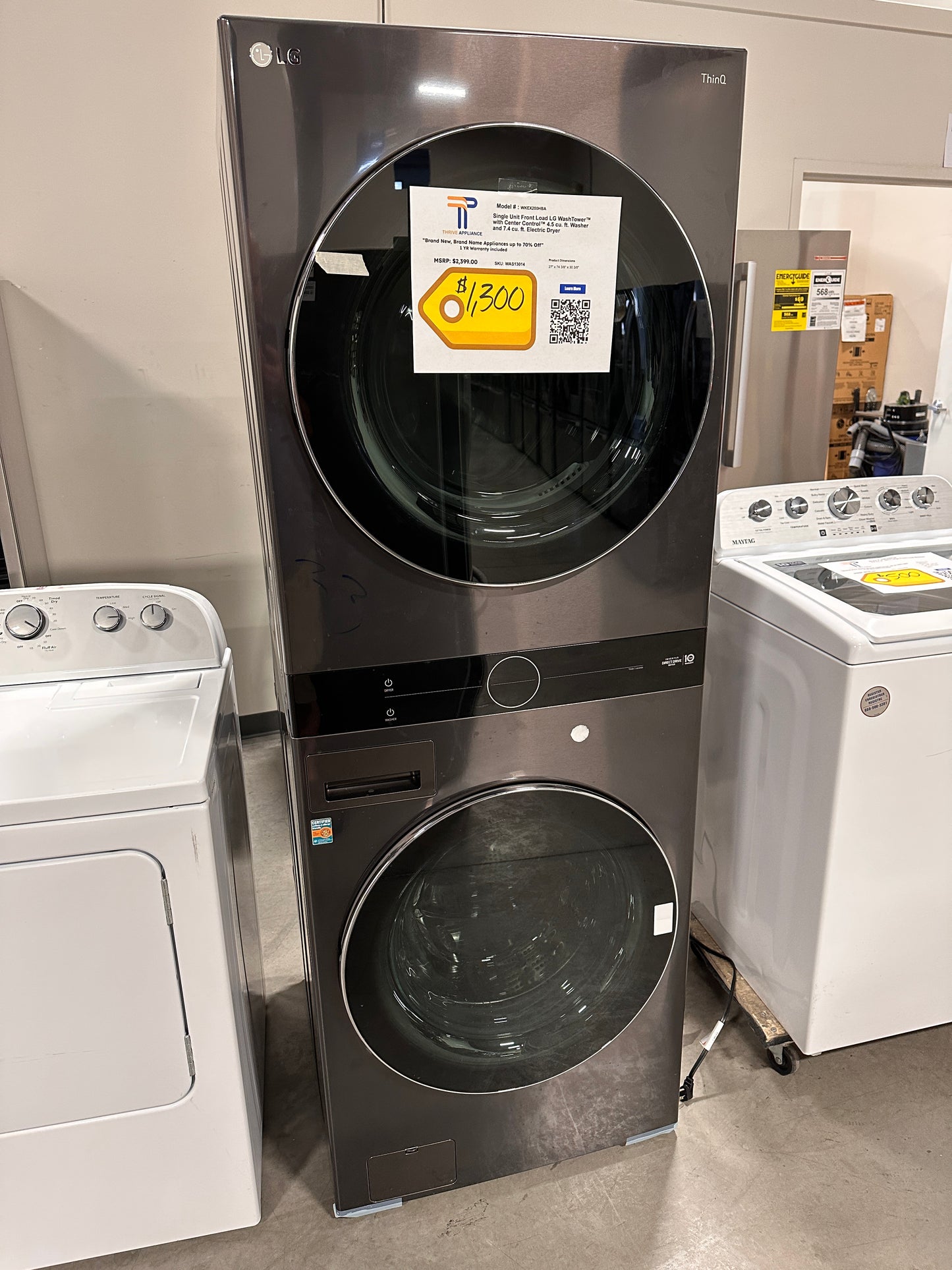 GREAT NEW LG STACKED LAUNDRY CENTER Model:WKEX200HBA WAS13014