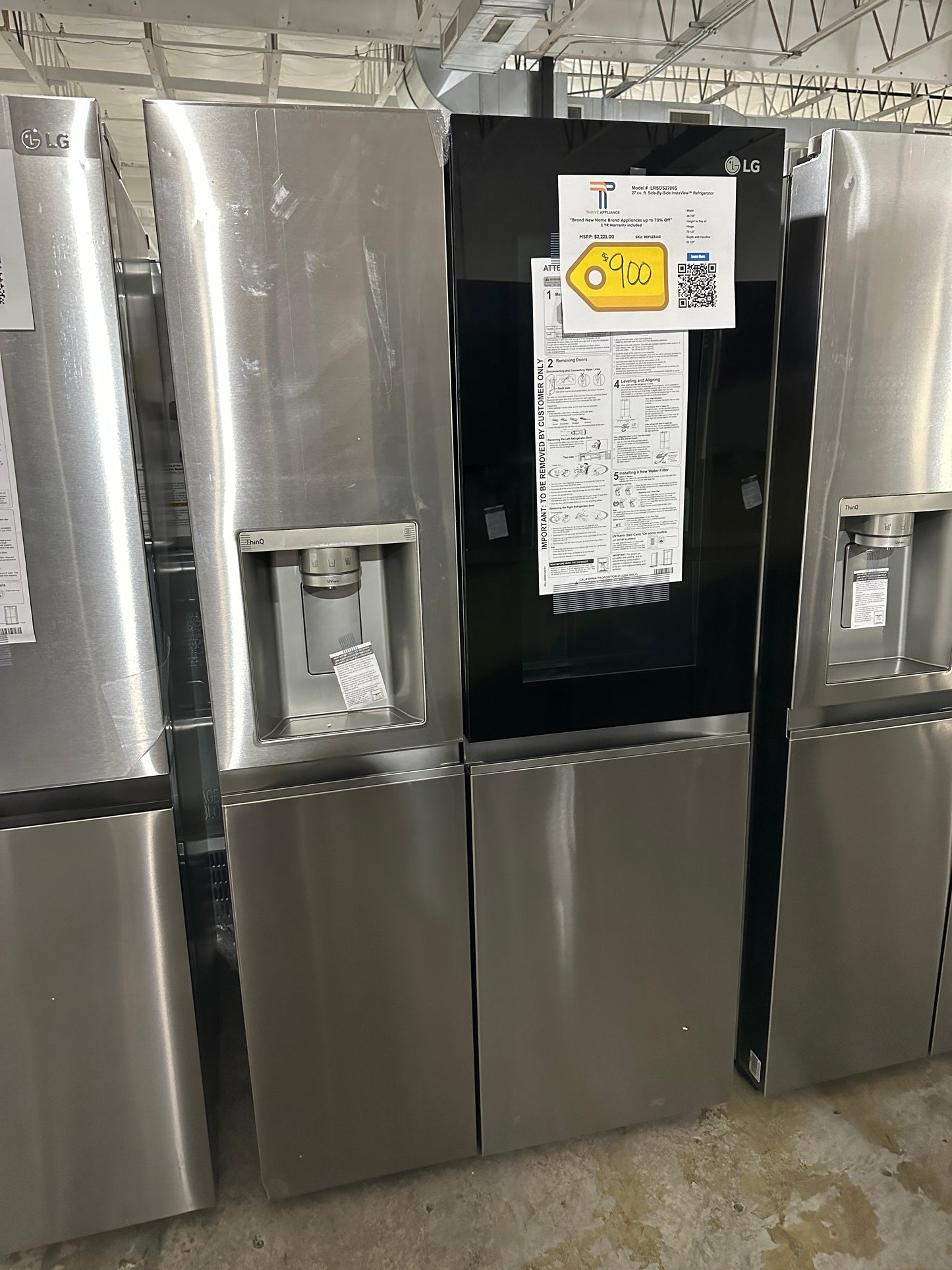 GREAT NEW LG SIDE BY SIDE SMART REFRIGERATOR WITH CRAFT ICE MODEL: LRSOS2706S REF12316S