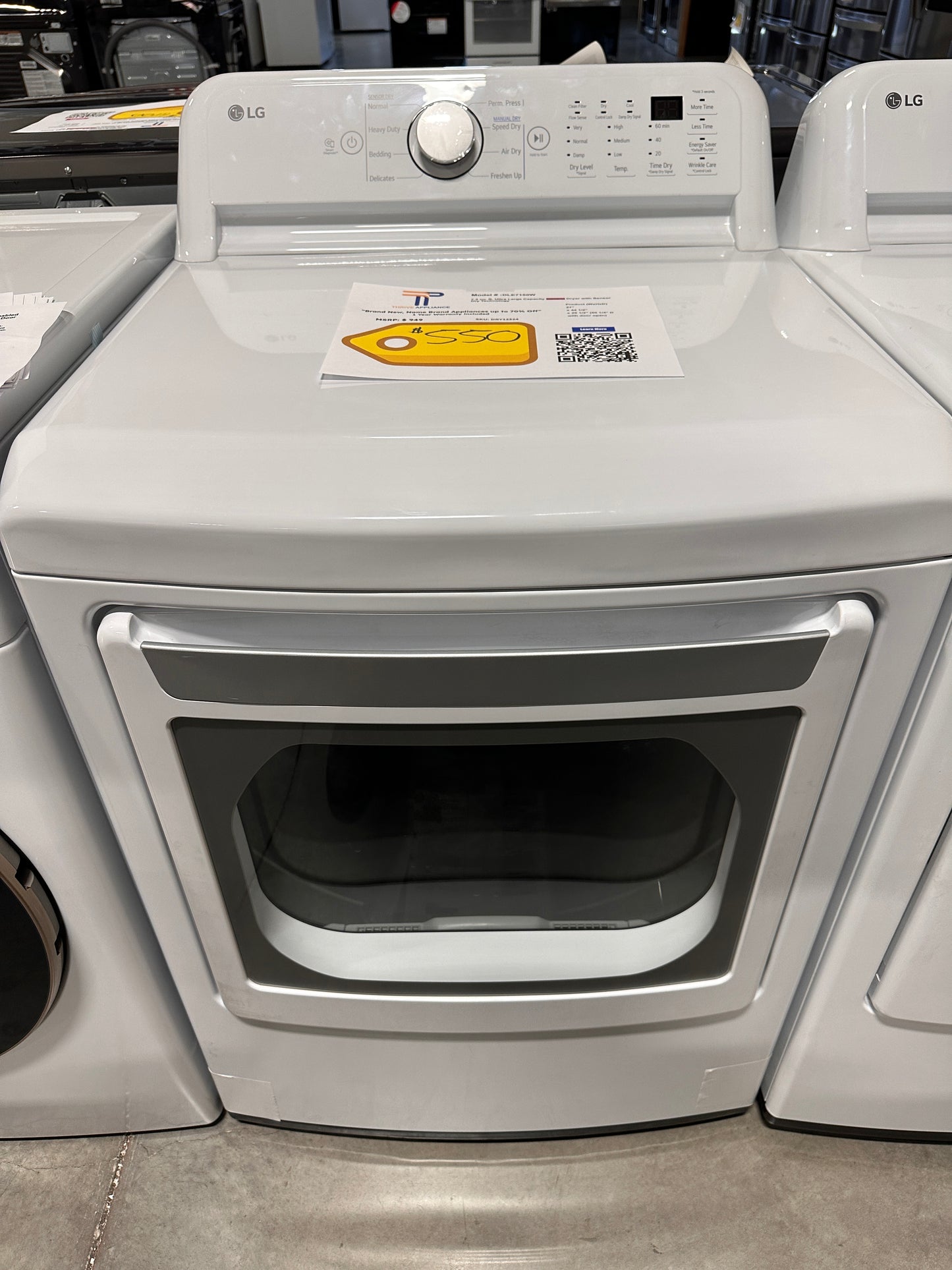 LG - 7.3 Cu. Ft. Smart Electric Dryer with Sensor Dry - White Model:DLE7150W DRY12324
