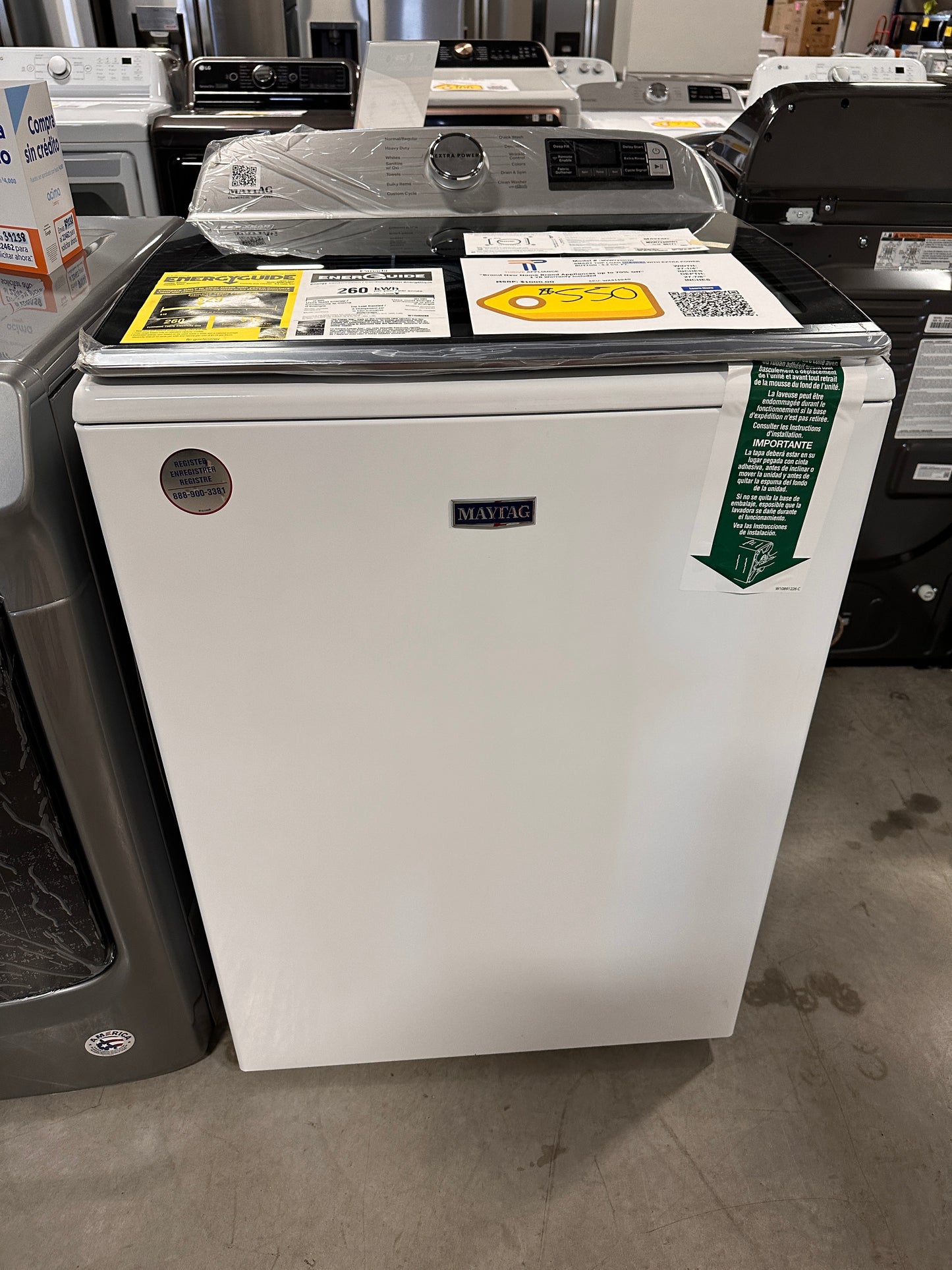 Top Load Washer with Extra Power Button - White Model:MVW7230HW WAS13040