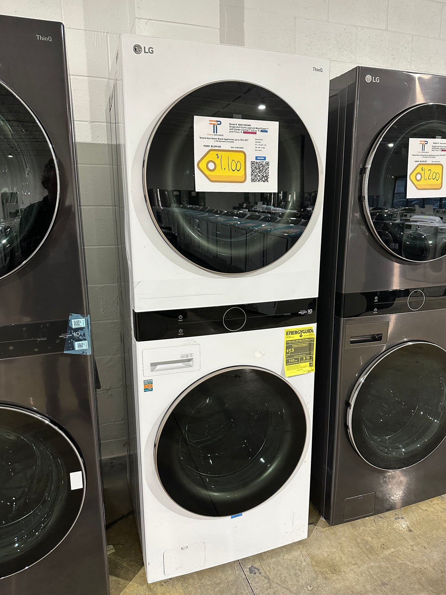 GREAT NEW LG SMART ELECTRIC DRYER STACKED LAUNDRY UNIT WASHTOWER - MODEL: WKE100HWA WAS11239S